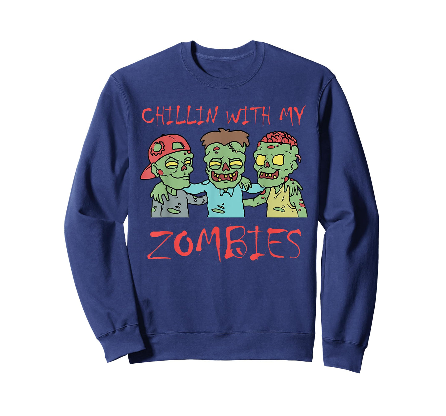 Funny Halloween Clothing Chillin With My Zombies Halloween Men's T-Shirt Black Short Sleeve Classic Fit Adult Unisex Size Small