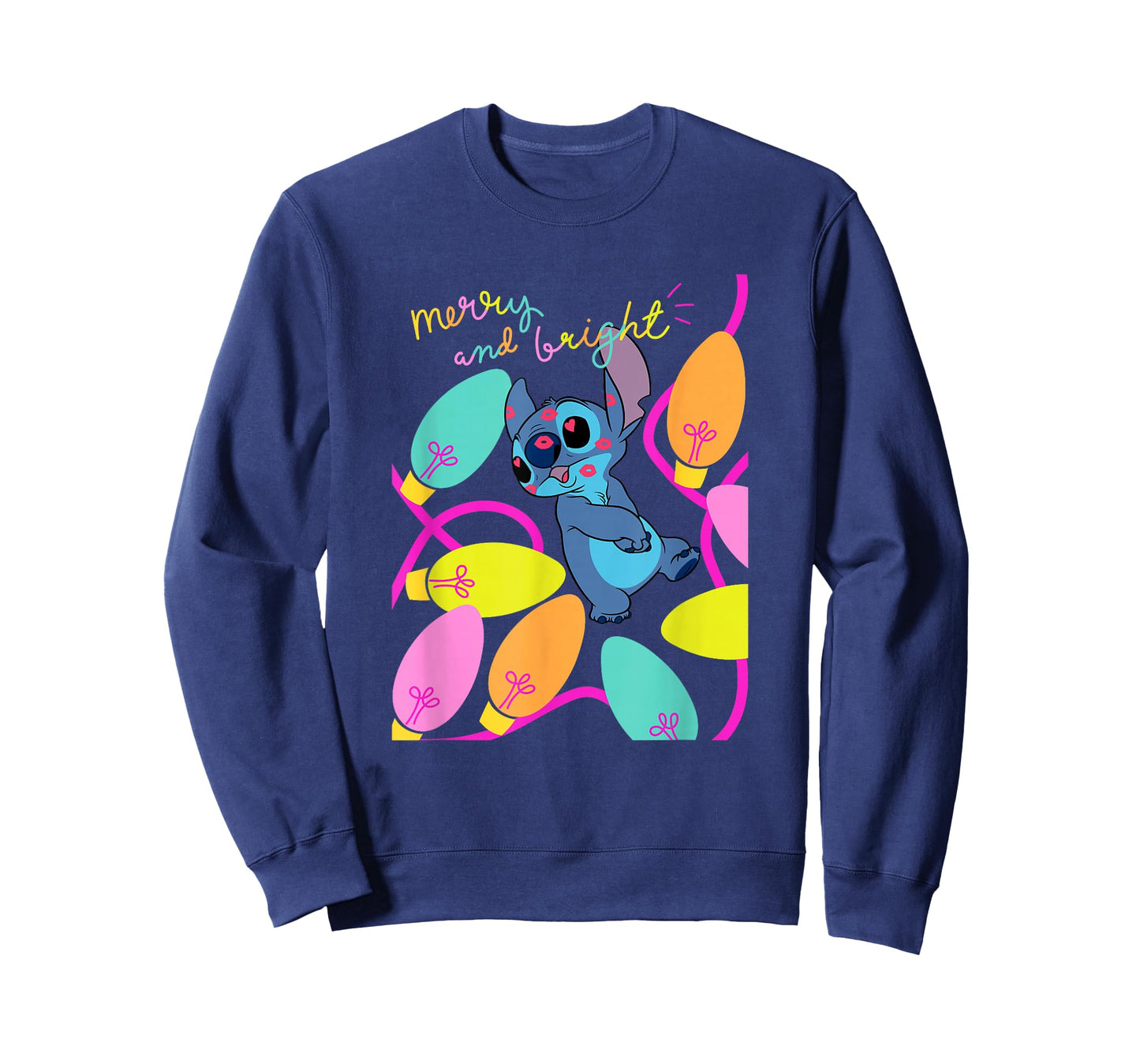 Disney Lilo & Stitch Christmas Merry And Bright Stitch Light T-Shirt