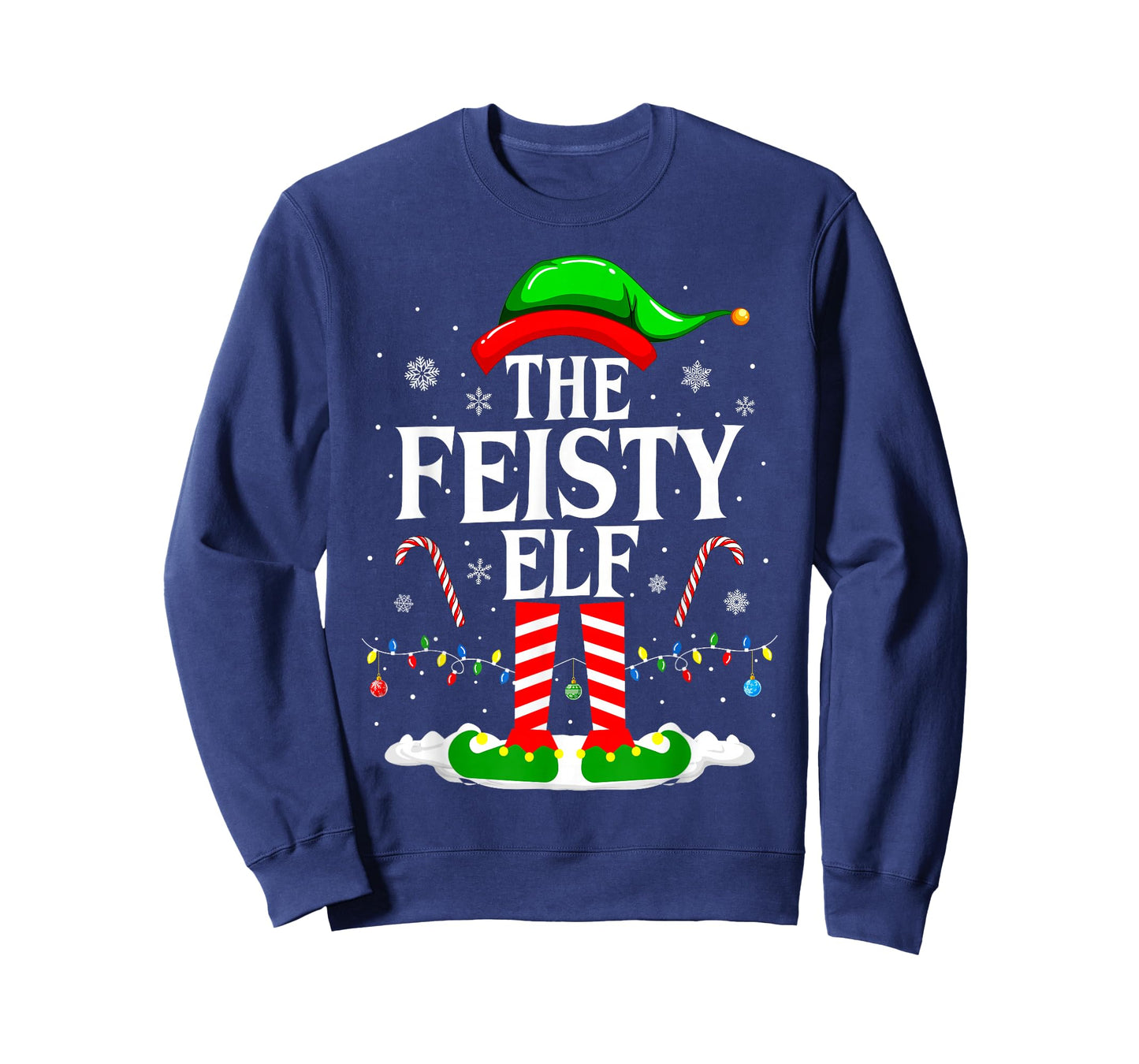 The Feisty Elf Xmas Funny Matching Family Group Christmas T-Shirt