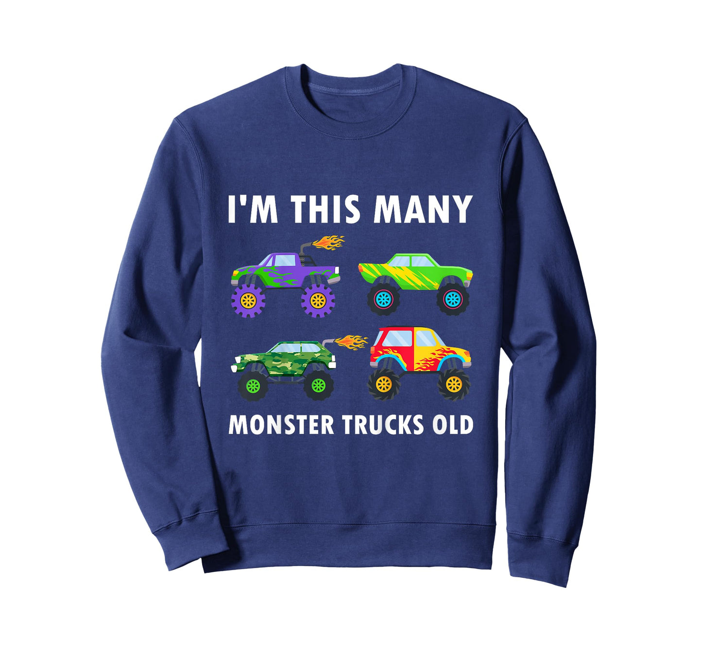 Kids 4 Years Old Boy Monster Trucks Old 4th Birthday Kids T-Shirt