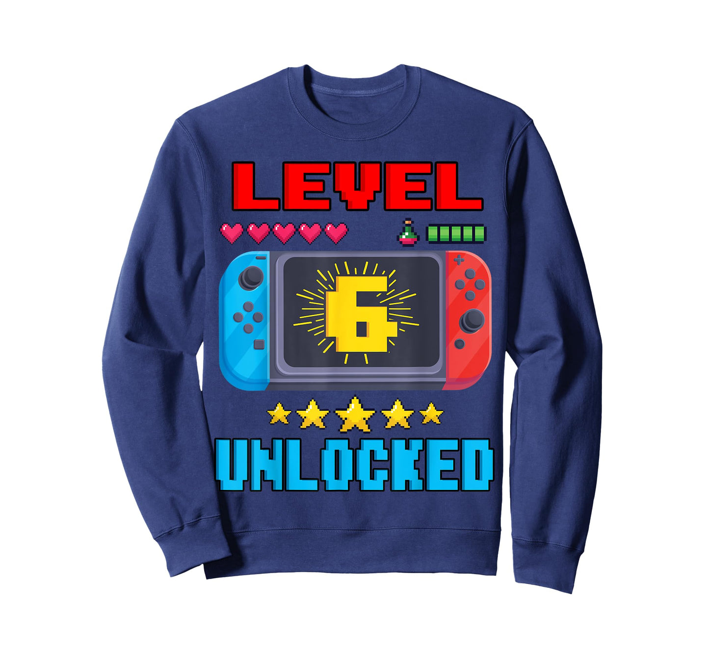 6th Birthday Boy Level 6 Unlocked Video Gamer Birthday T-Shirt