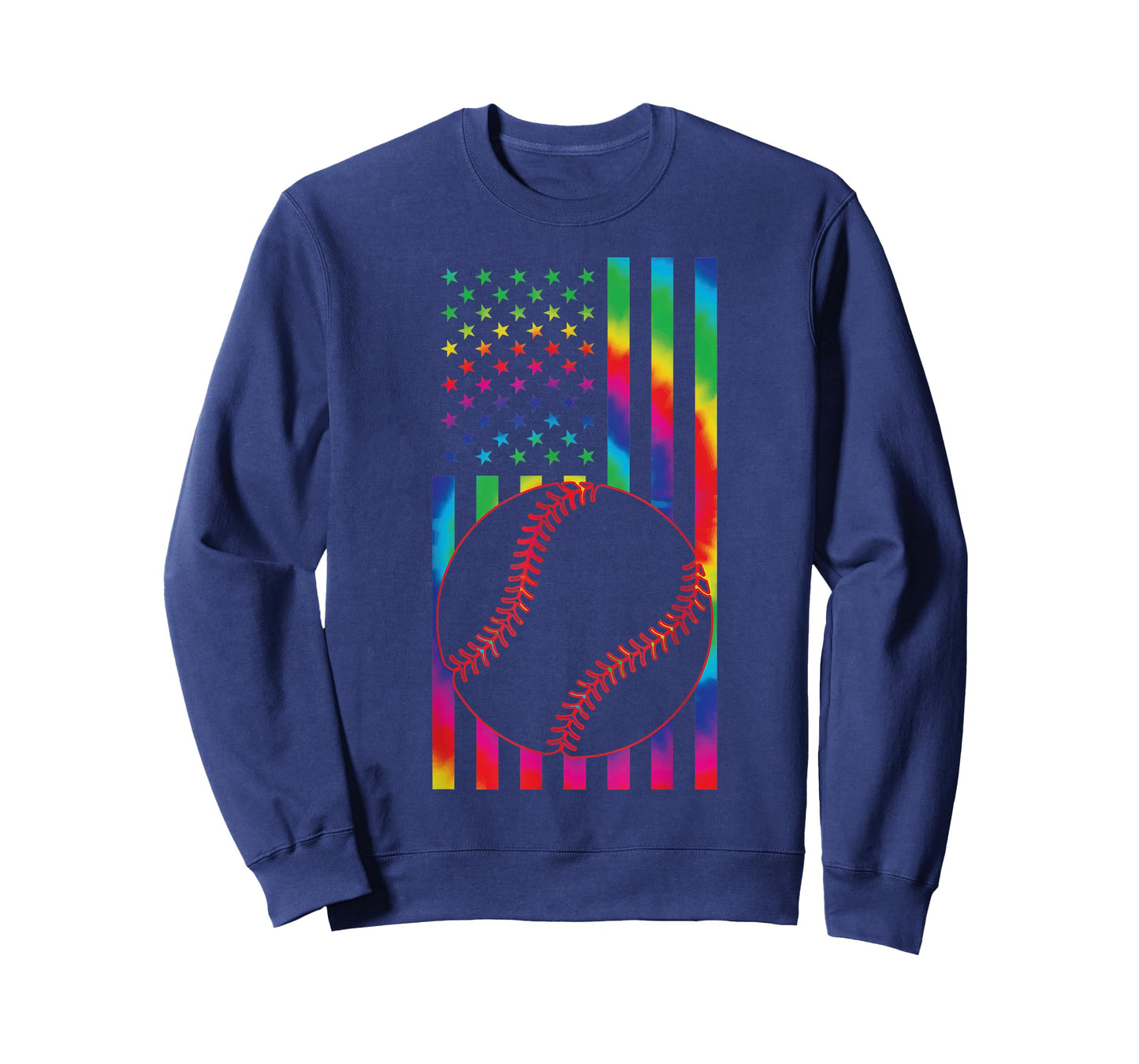 ball of Baseball Tie dye American Flag baseball sport T-Shirt