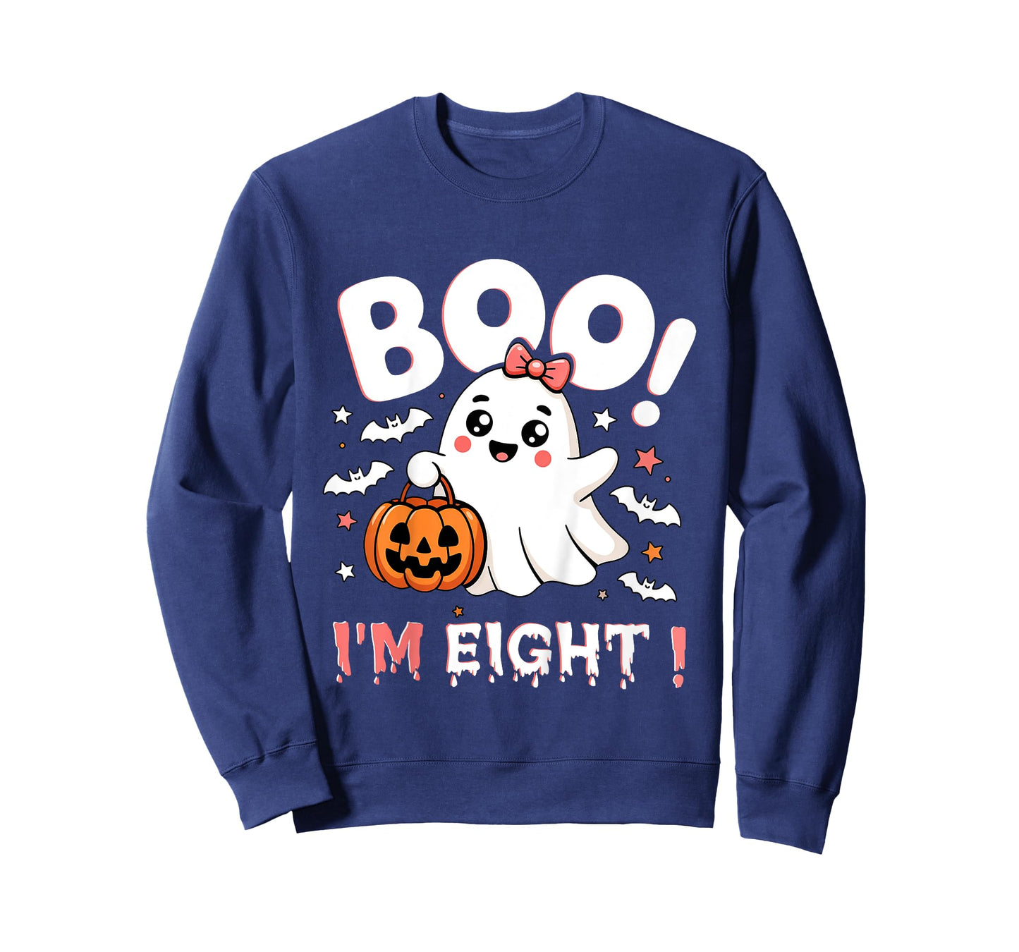 Ghost Boo I'm Eight 8th Birthday Toddler Halloween Party T-Shirt