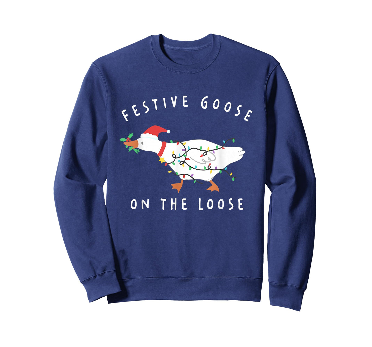 Festive Goose on The Loose Christmas Santa Silly Goose Farm T-Shirt