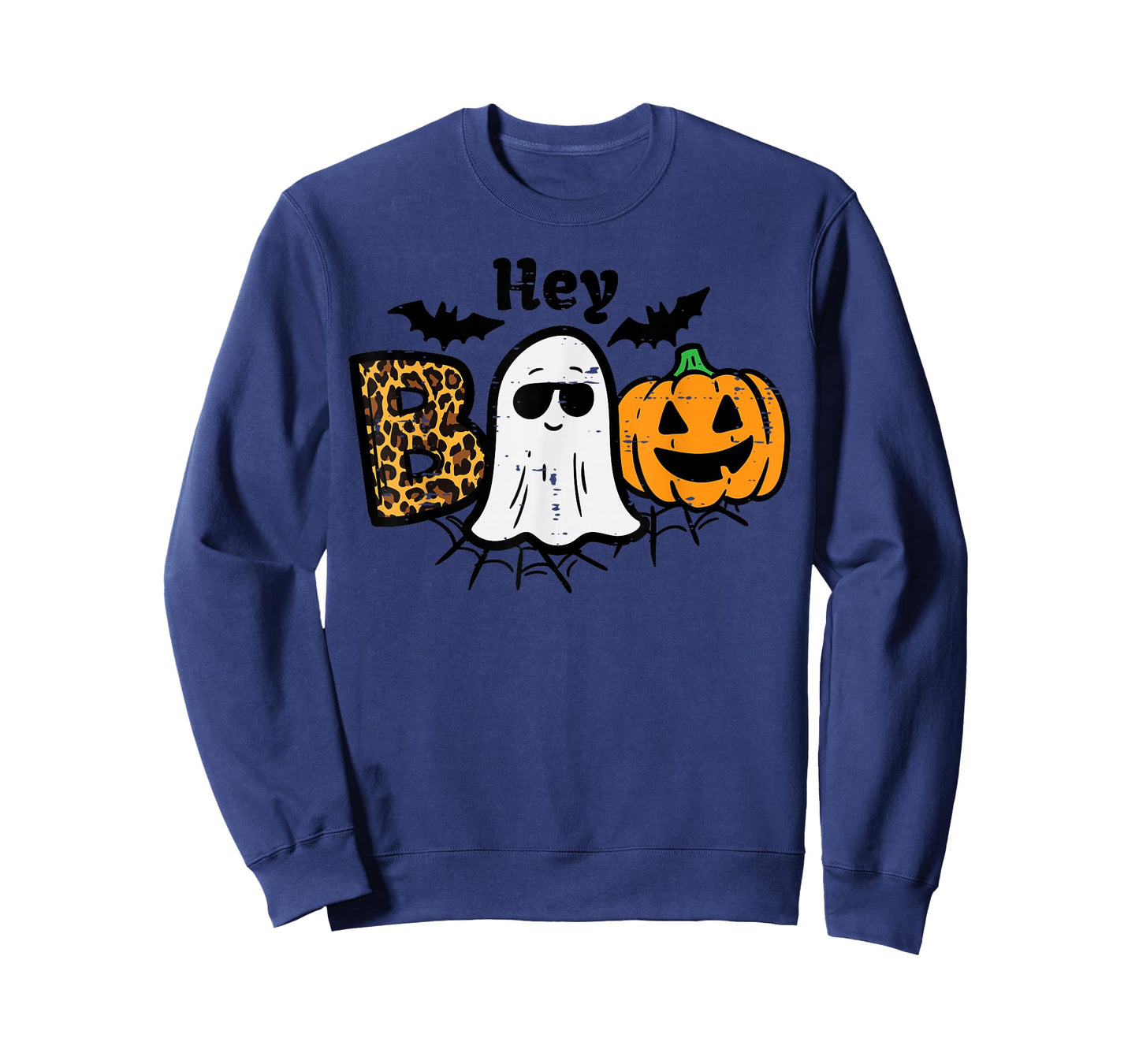 Halloween Hey Boo Ghost Pumpkin Costume Women Girls Kids T-Shirt