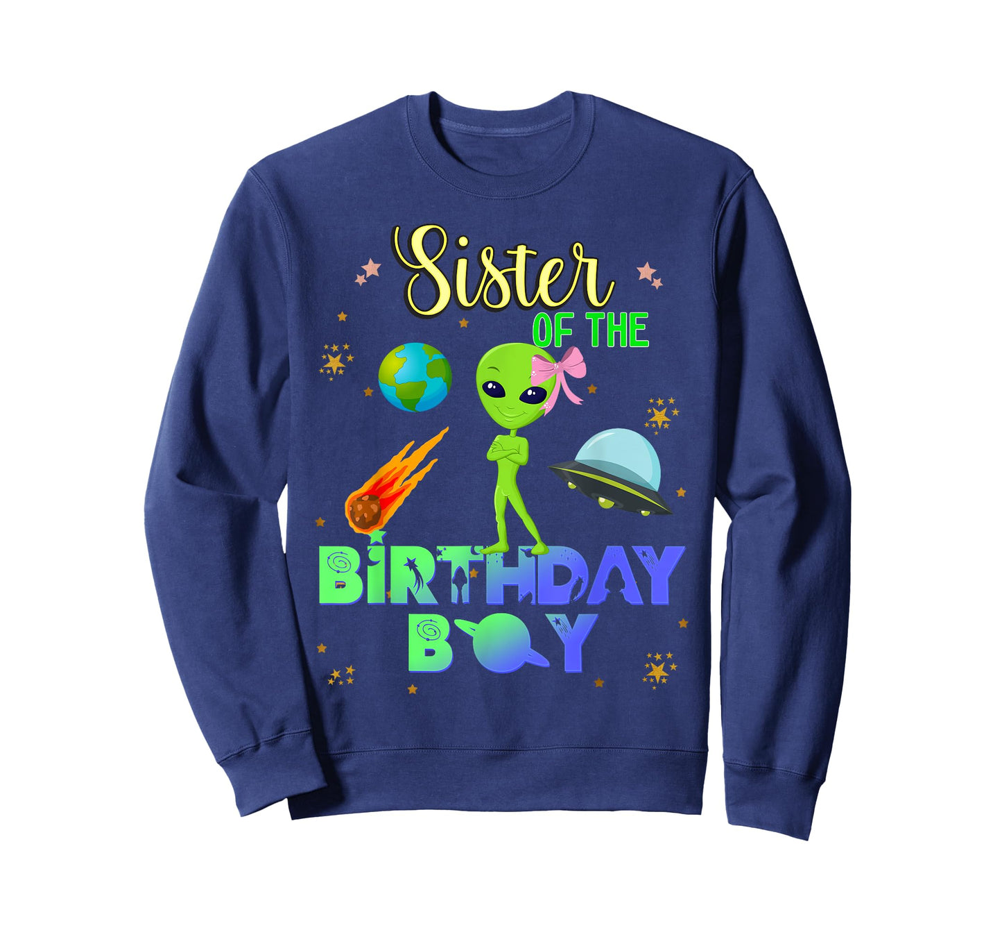 Alien Birthday Boy Party Theme Spaceship Sister T-Shirt