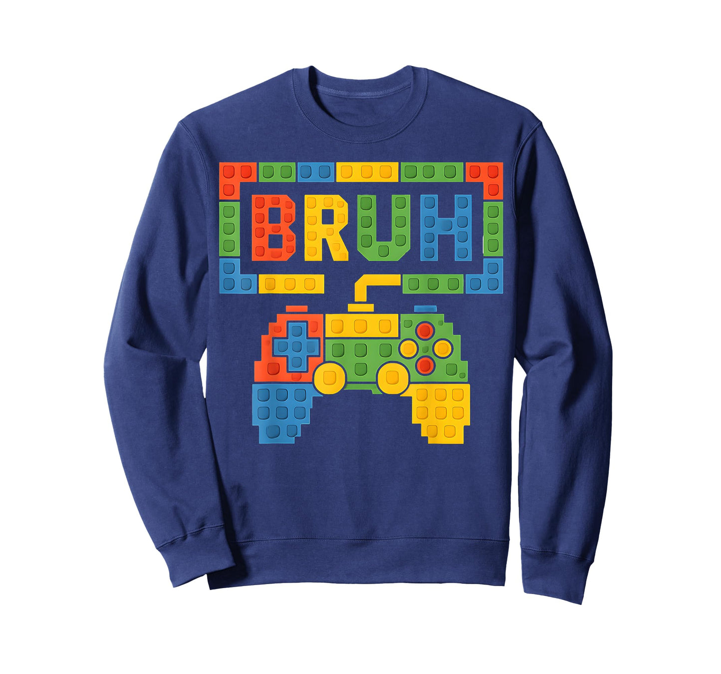 Building Blocks Bruh Boys Kids Birthday Brick Builder Gamer T-Shirt