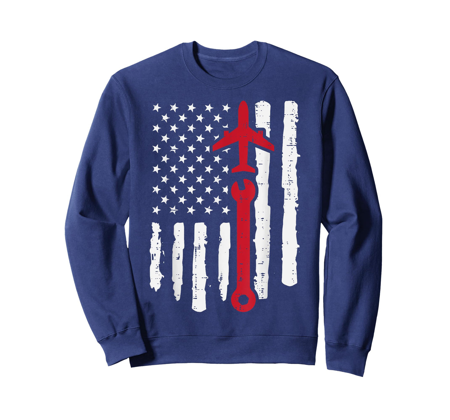 US Flag Airplane Wrench Aircraft Mechanic Patriot Men Women T-Shirt