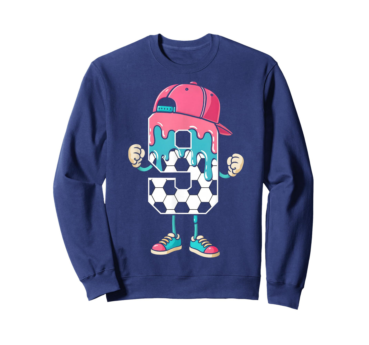 Soccer 9 Year Old Ice Cream Drip Youth 9th Birthday Boy 9 T-Shirt
