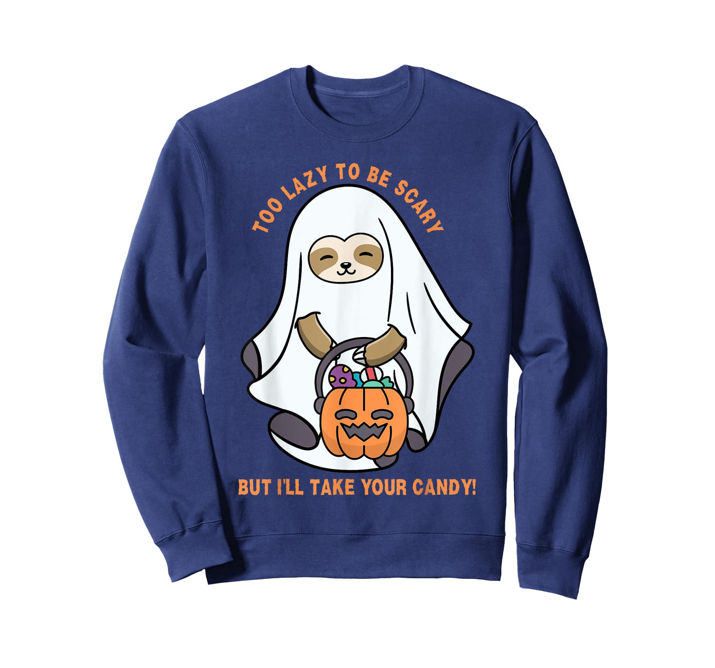 Funny Ghost Sloth, Too Lazy To Be Scary Halloween Candy T-Shirt