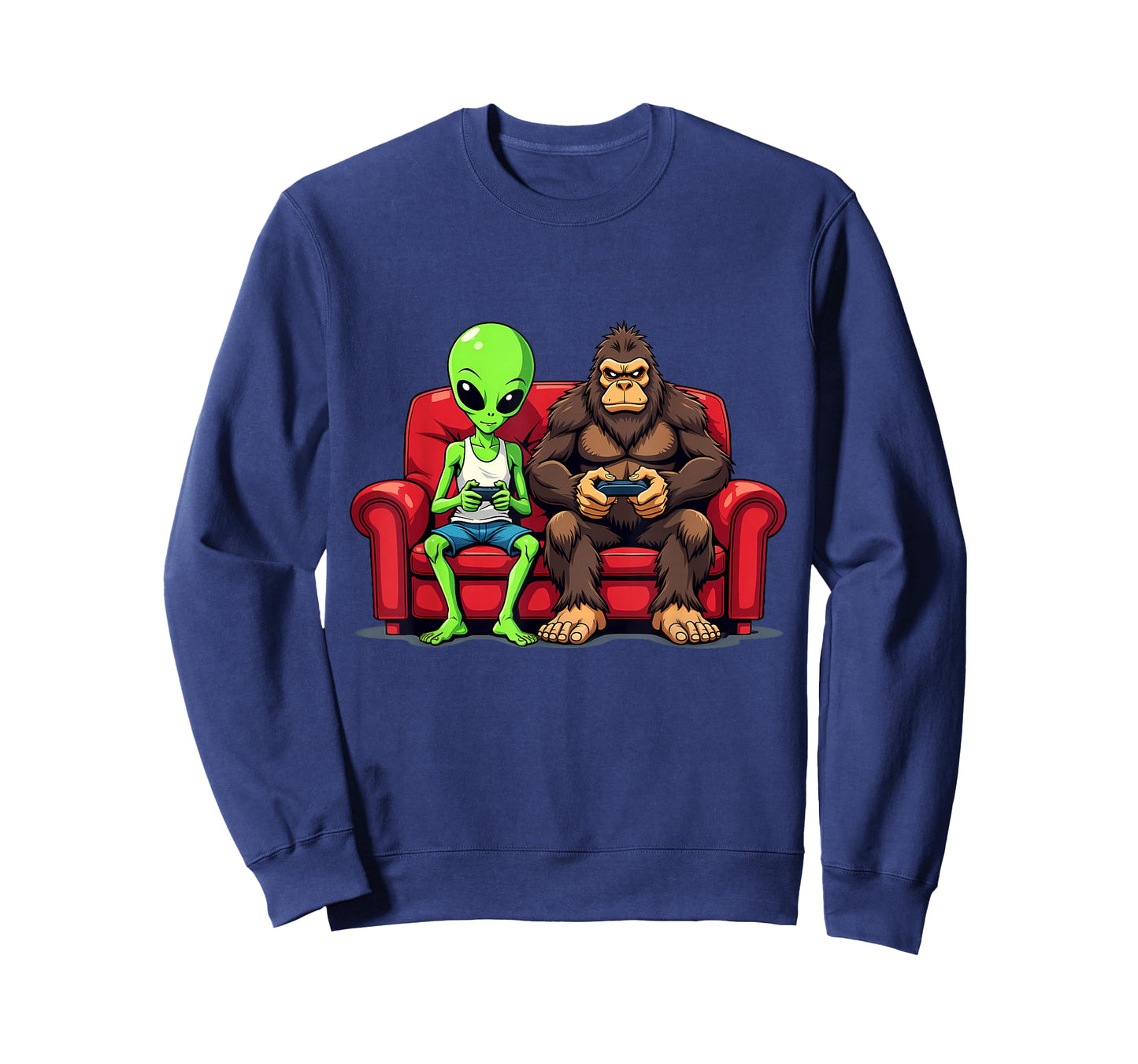 Funny Bigfoot Alien Sasquatch Gaming UFO Design T-Shirt