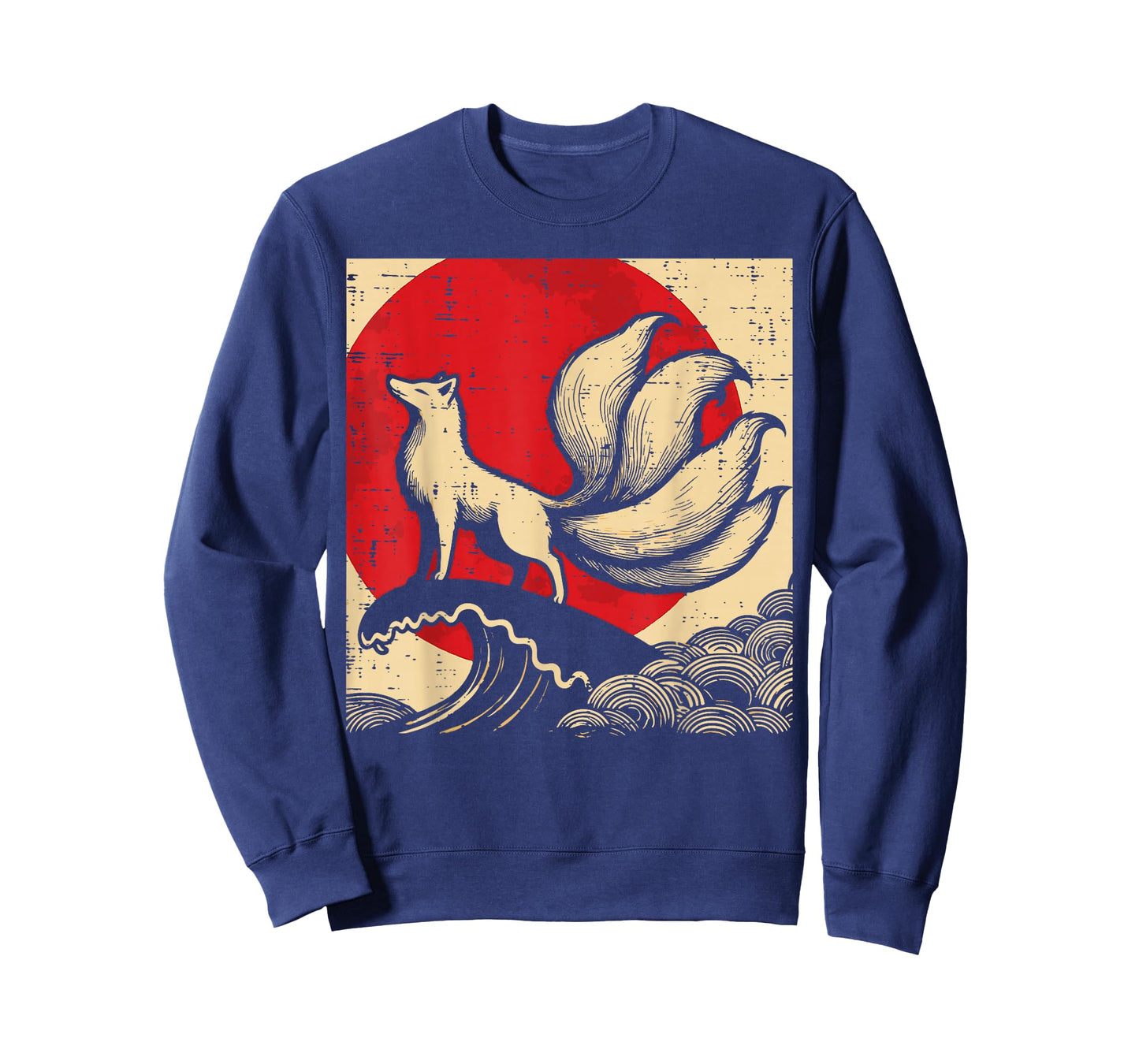 Nine Tailed Fox Red Sun Japanese Ukiyo-e Art Women Men Kids T-Shirt