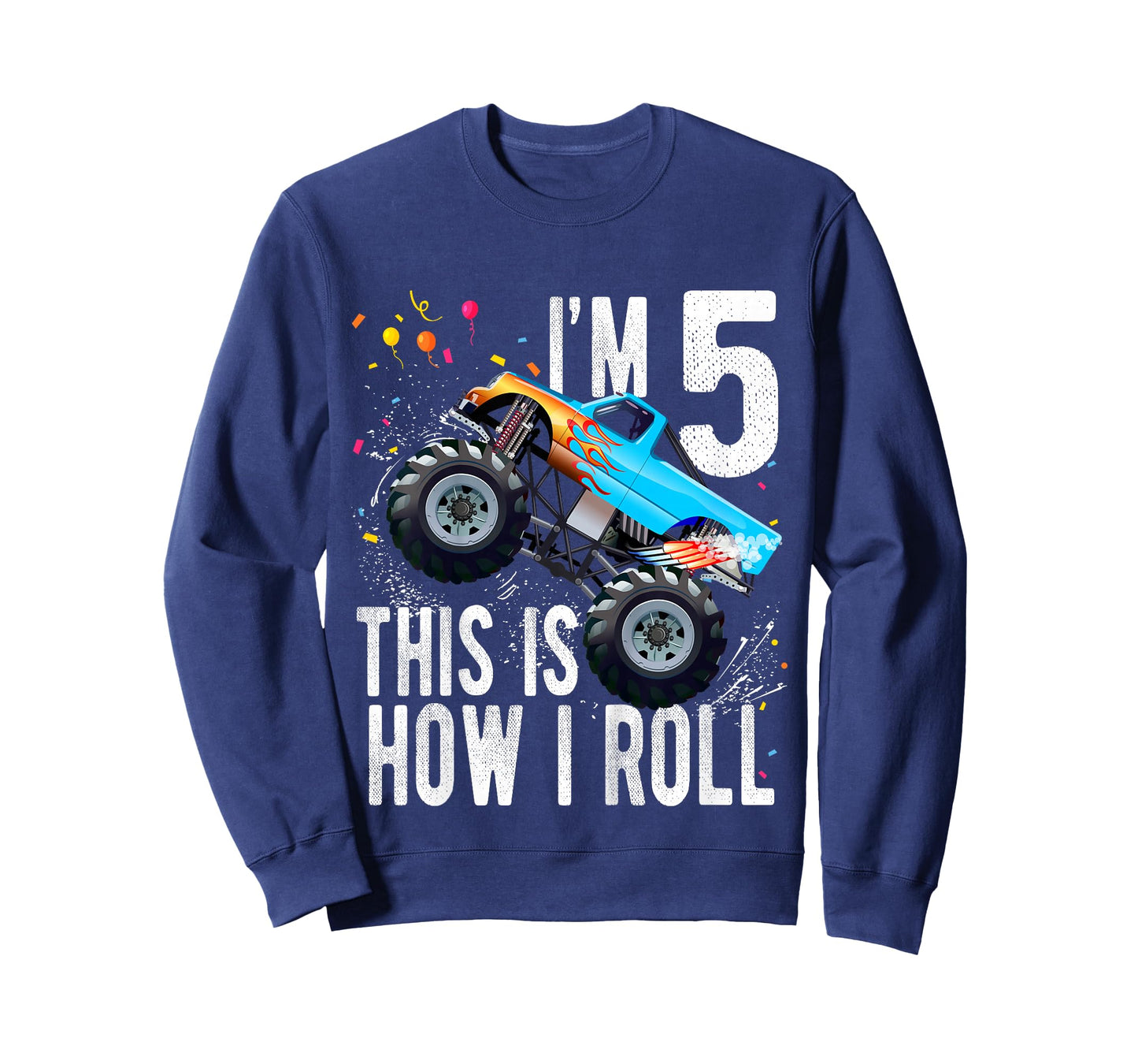 Kids 5 Year Old Shirt 5th Birthday Boy Monster Truck Car T-Shirt