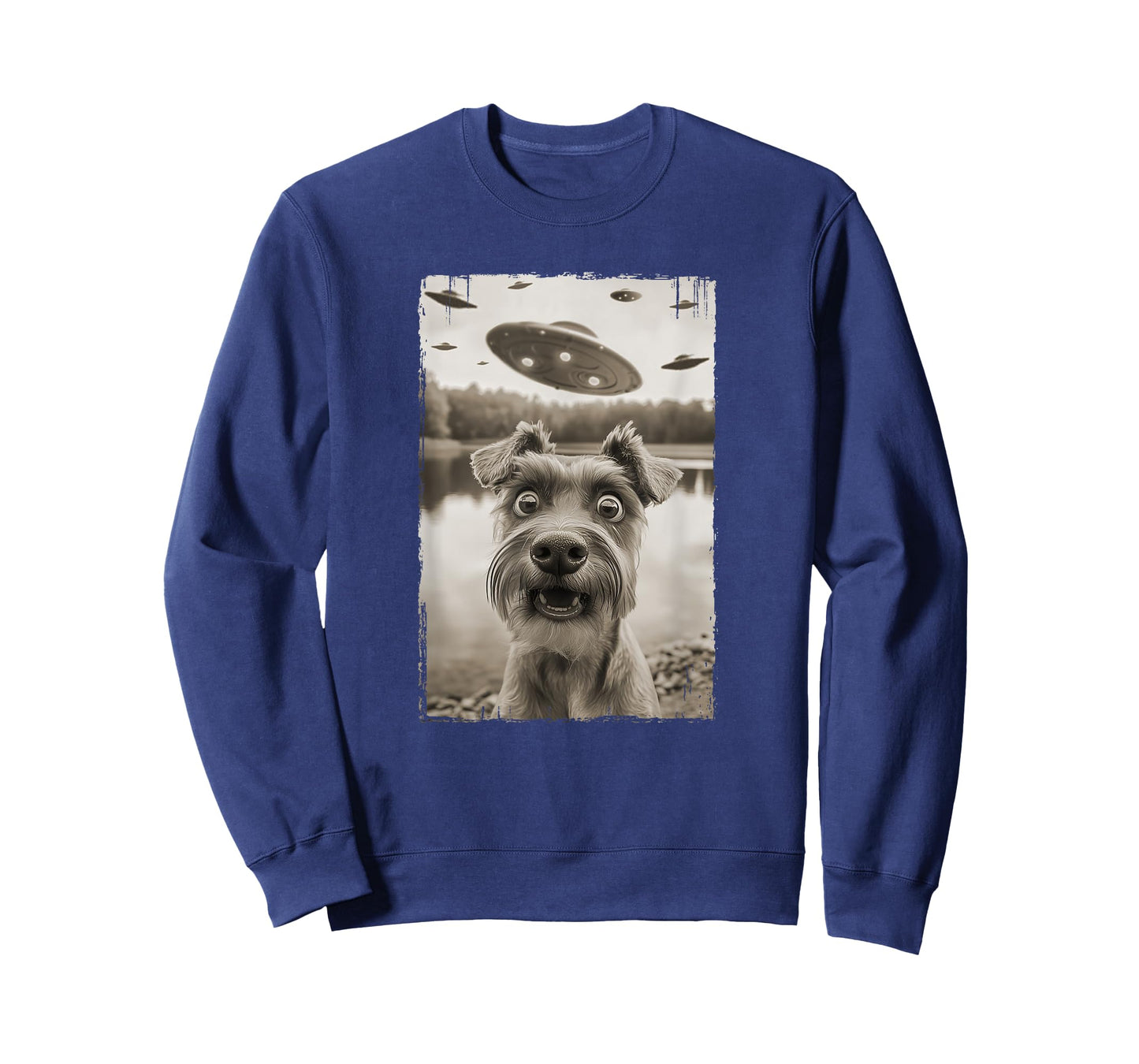 Retro Schnauzer UFO Encounters - Funny UFO Schnauzer Selfie T-Shirt