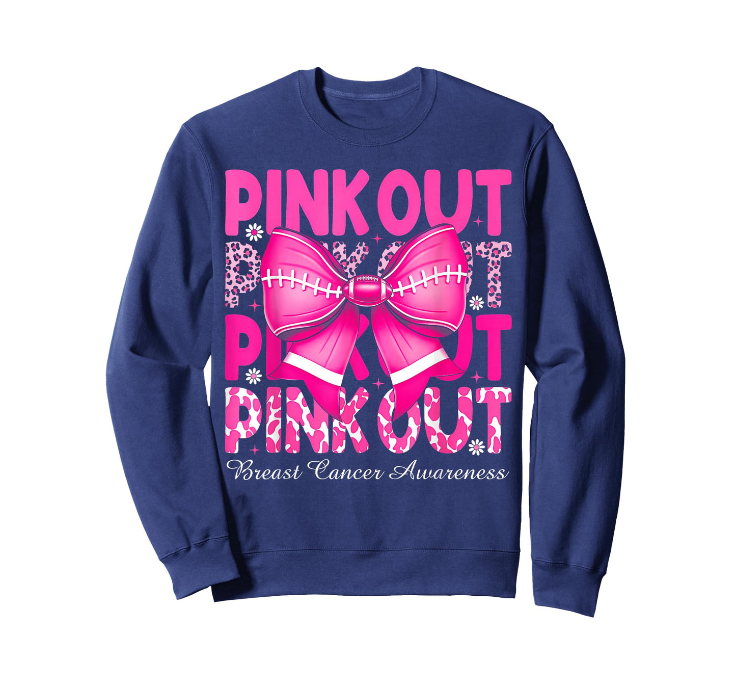 Pink Out Breast Cancer Football Coquette Bow Mom Girls Women T-Shirt