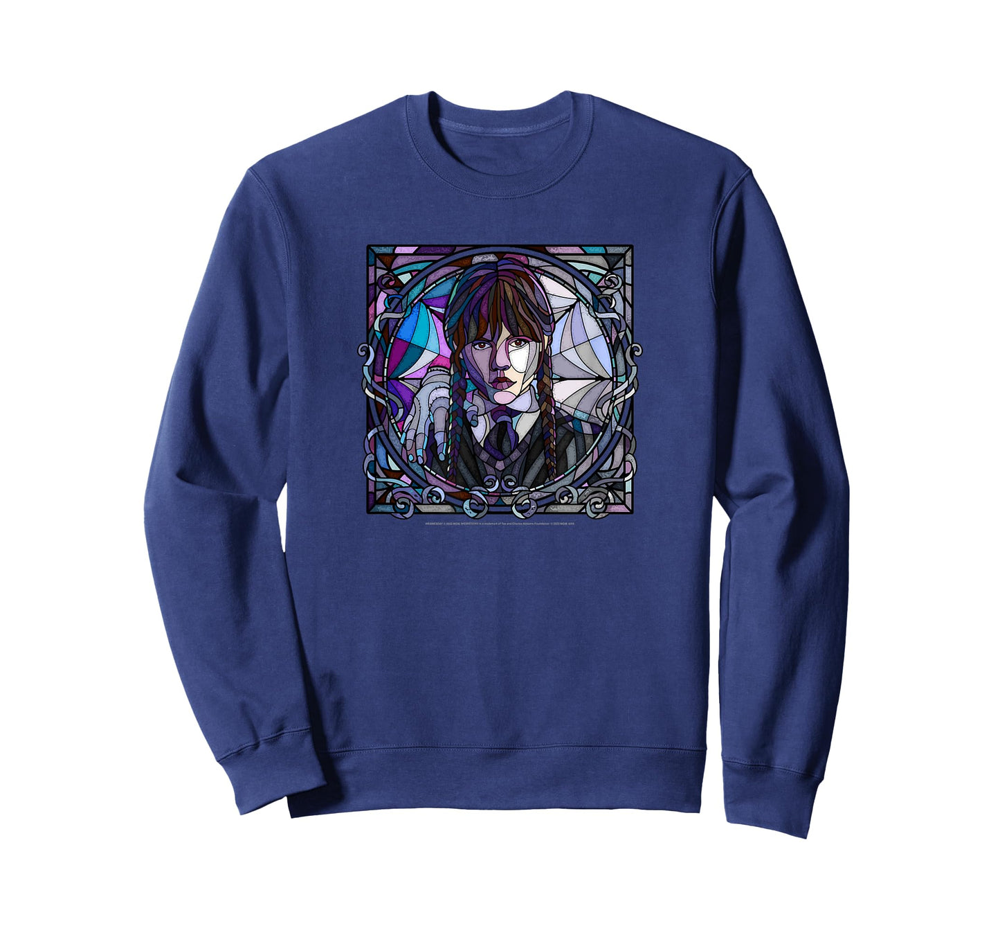 Wednesday & Thing Stained Glass Square Portrait T-Shirt