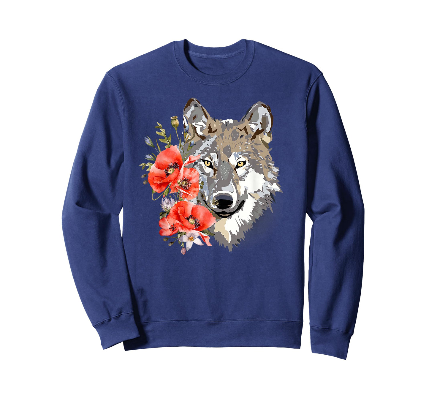 Wolf Cute Floral Graphic Wolves Women Girls T-Shirt
