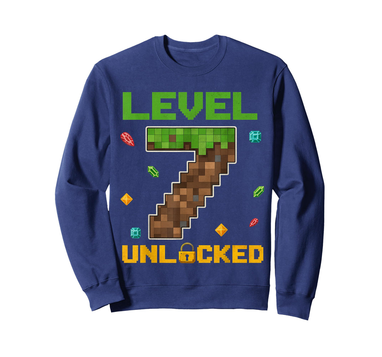 Retro Pixel Level 7 Unlocked Birthday Gamer Gift for Kid Boy T-Shirt