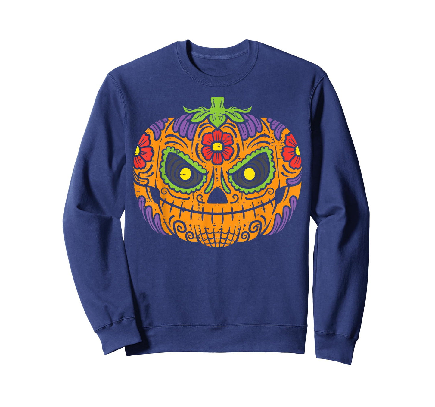 Pumpkin Sugar Skull Dia De Los Muertos Halloween Mexican T-Shirt
