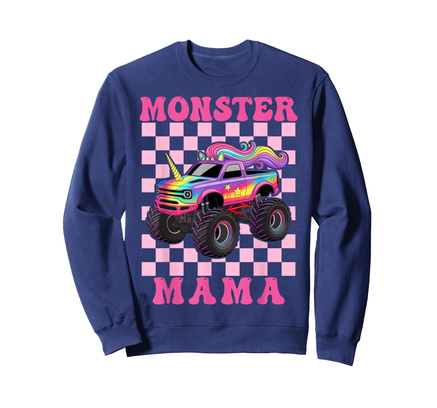Monster Truck Mama Pink Monster Trucks Lover Mom Groovy T-Shirt