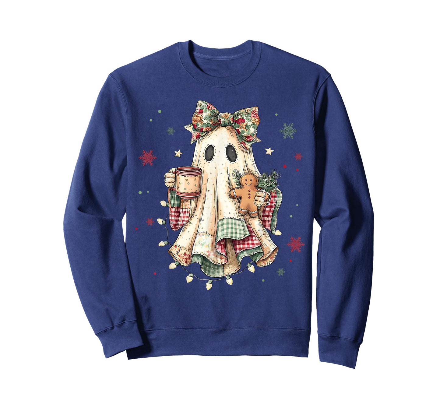 Funny Ghost Gingerbread Merry Christmas Xmas Lights Holiday T-Shirt