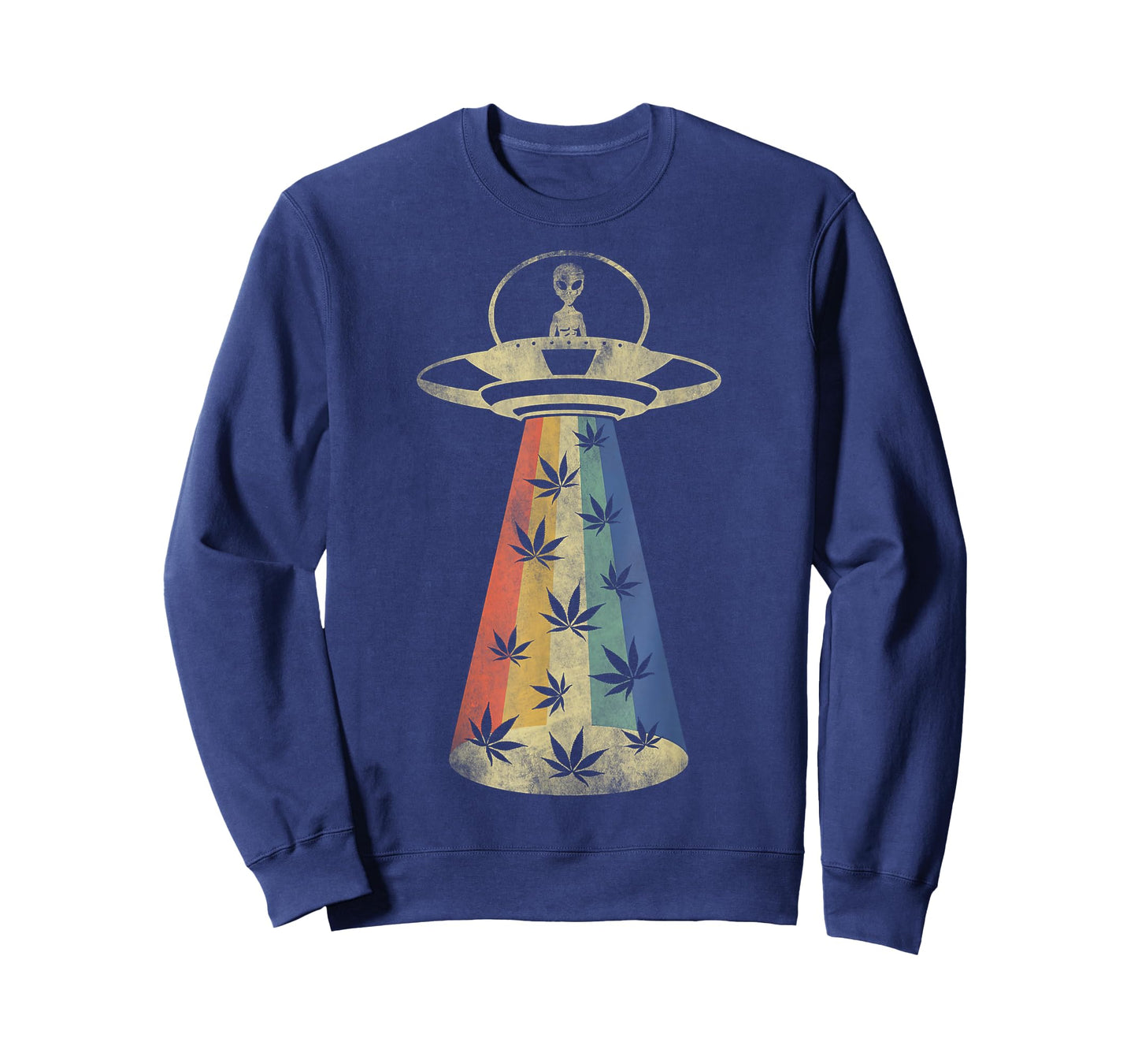 Alien UFO Abduction Weed Cannabis Marijuana Leaf Funny T-Shirt