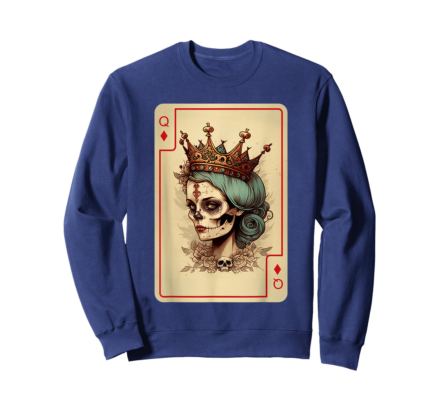 Diamond Queen Gothic Poker Card Game Creepy Queen of Diamond T-Shirt