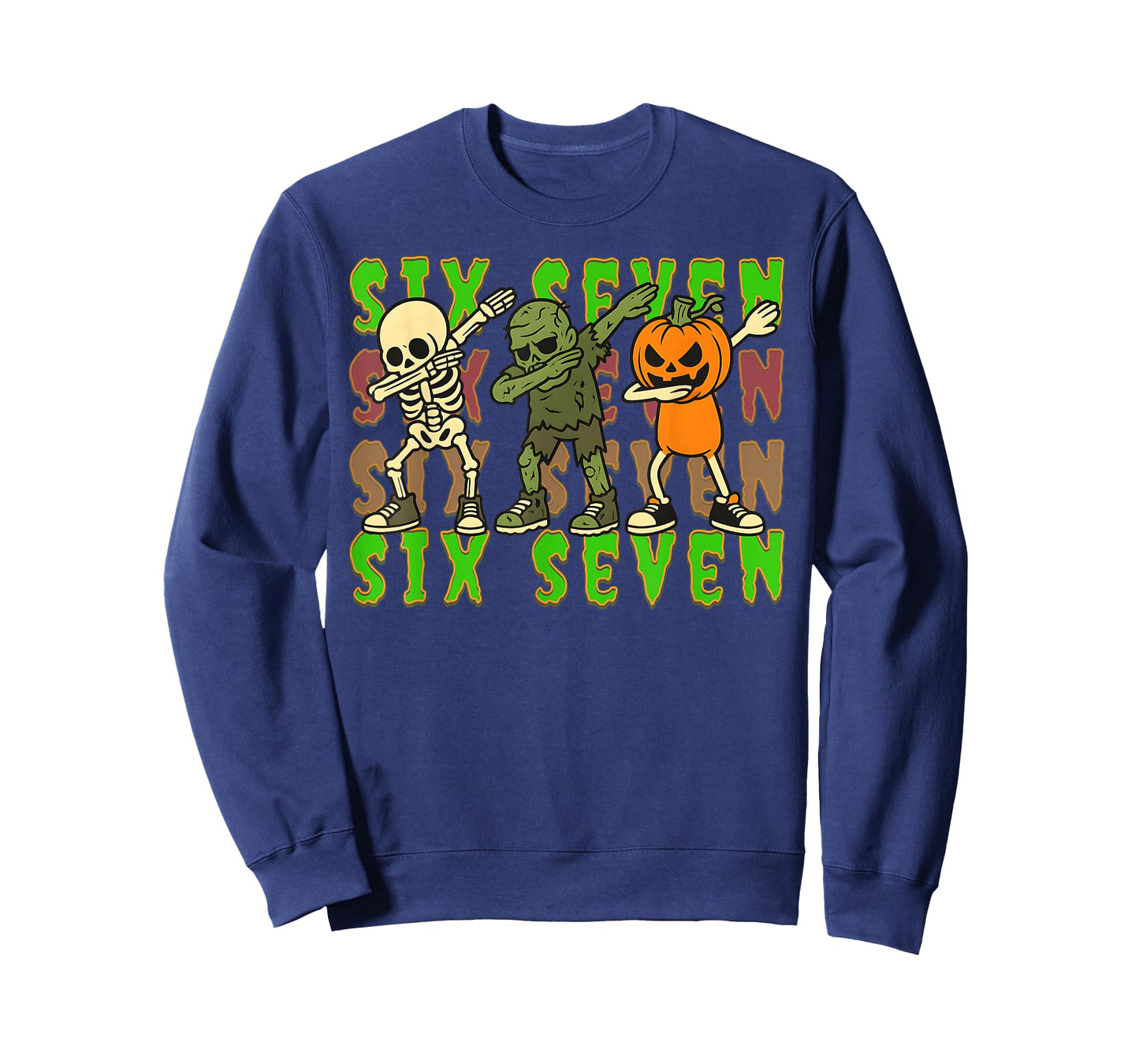 67 Halloween Meme Six Seven Dabbing Skeleton Zombie Pumpkin T-Shirt
