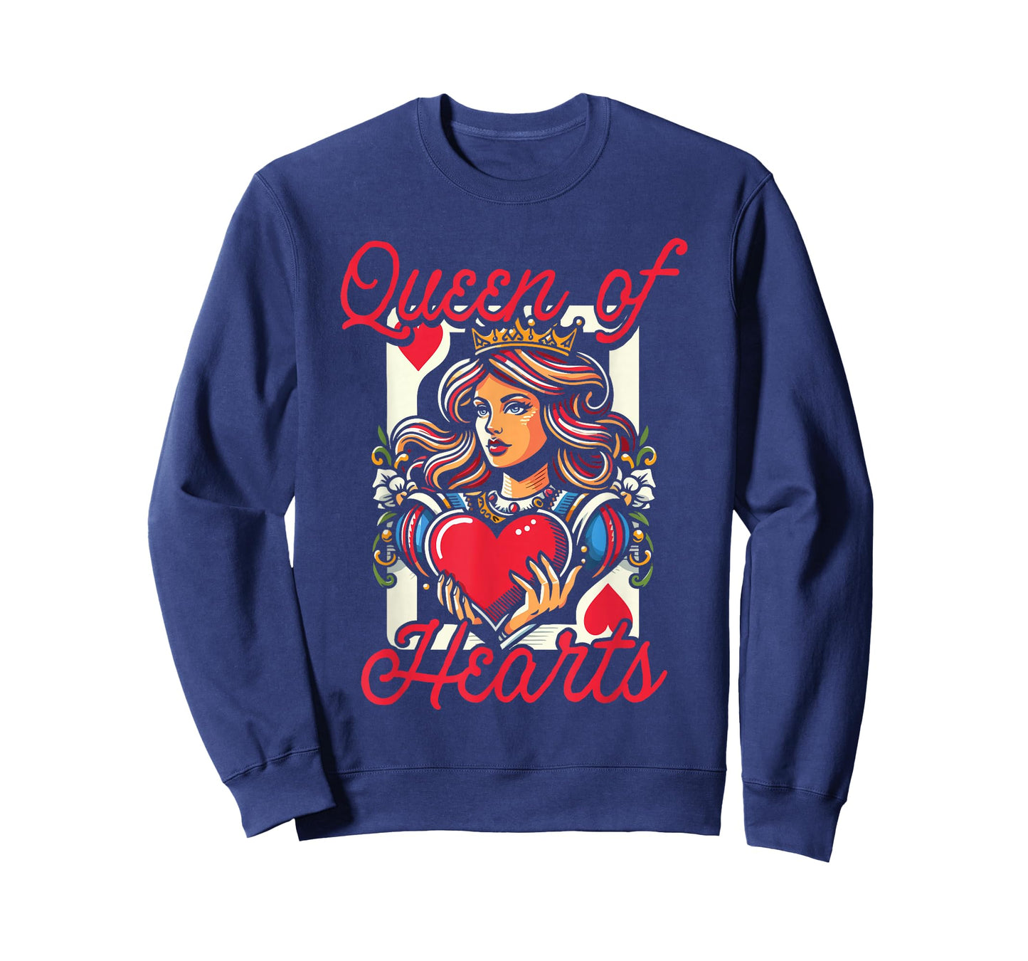 Queen Of Hearts Vintage Card Design Love Passion Girl Women T-Shirt
