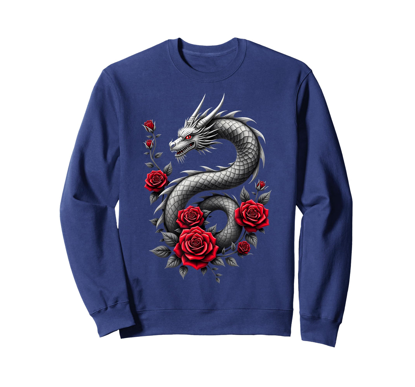 Gothic Dragon Red Rose Flower T-Shirt