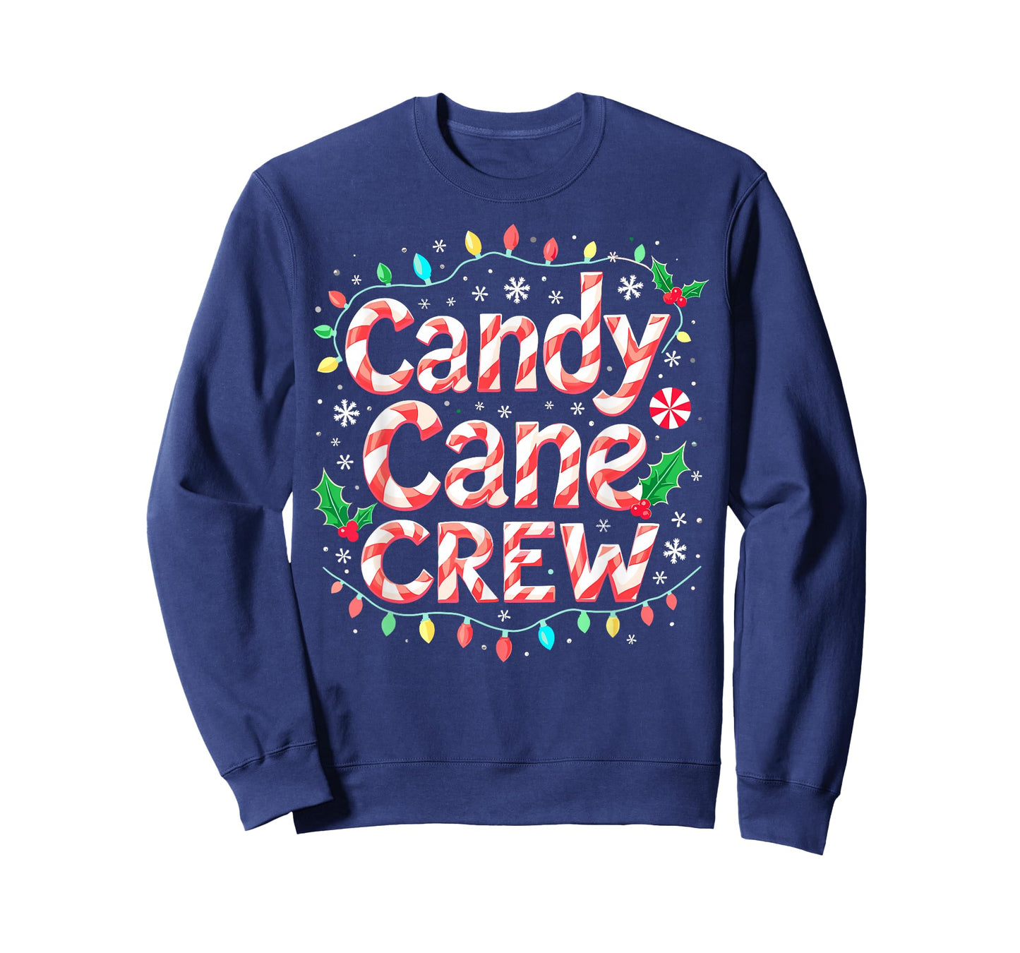 Candy Cane Crew Christmas Lights Funny Xmas Party Tee T-Shirt
