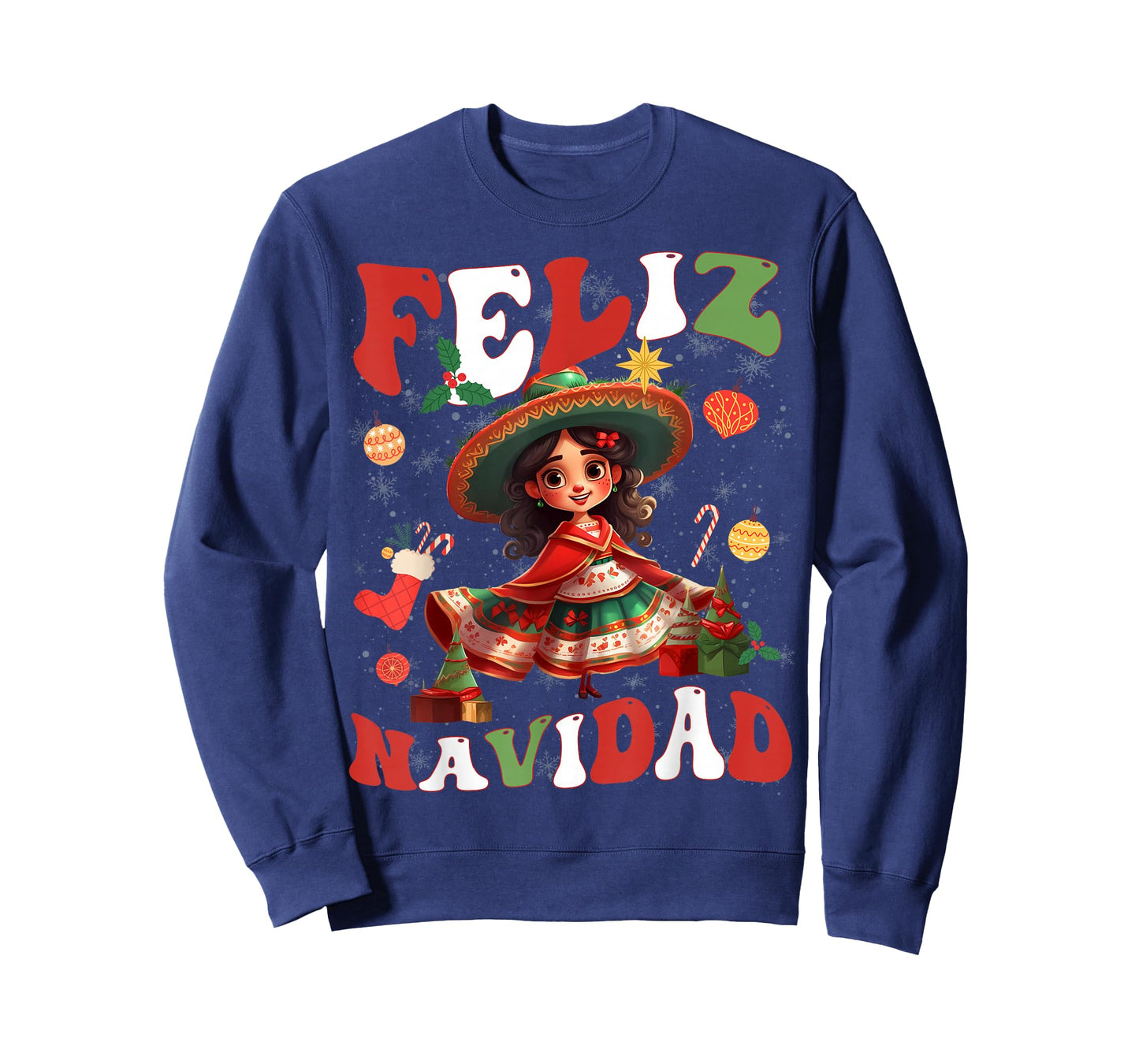 Girls Vintage Feliz Navidad Retro Christmas Spanish Xmas T-Shirt