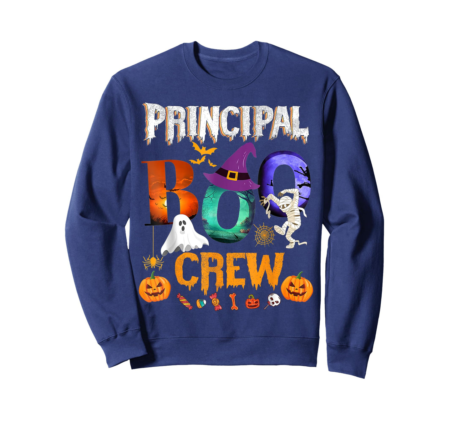 Principal Boo Crew Teacher Student Funny Halloween Costume T-Shirt for Men Women Kids