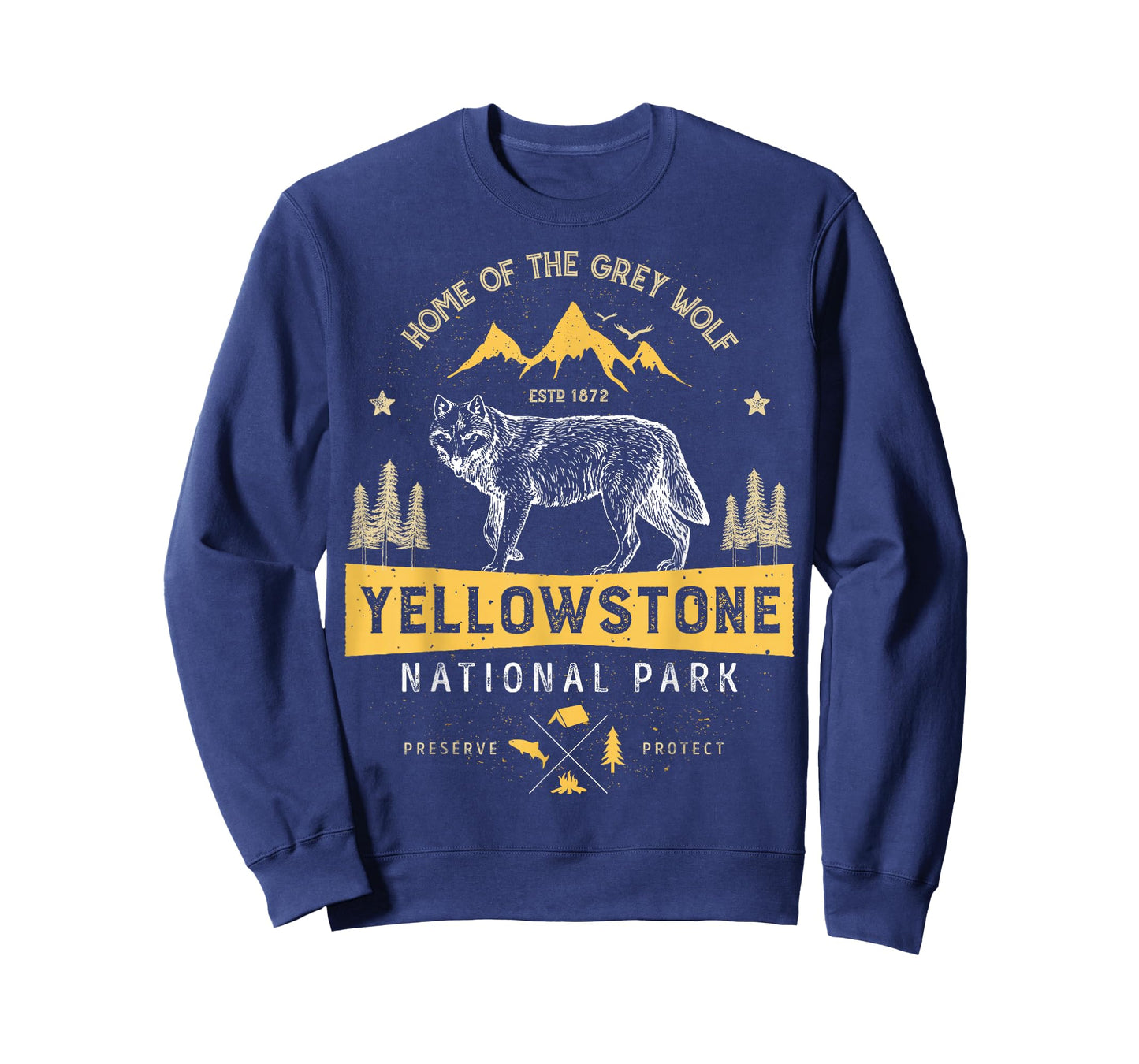 Yellowstone National Park T shirt US Wolf Vintage Men Women T-Shirt