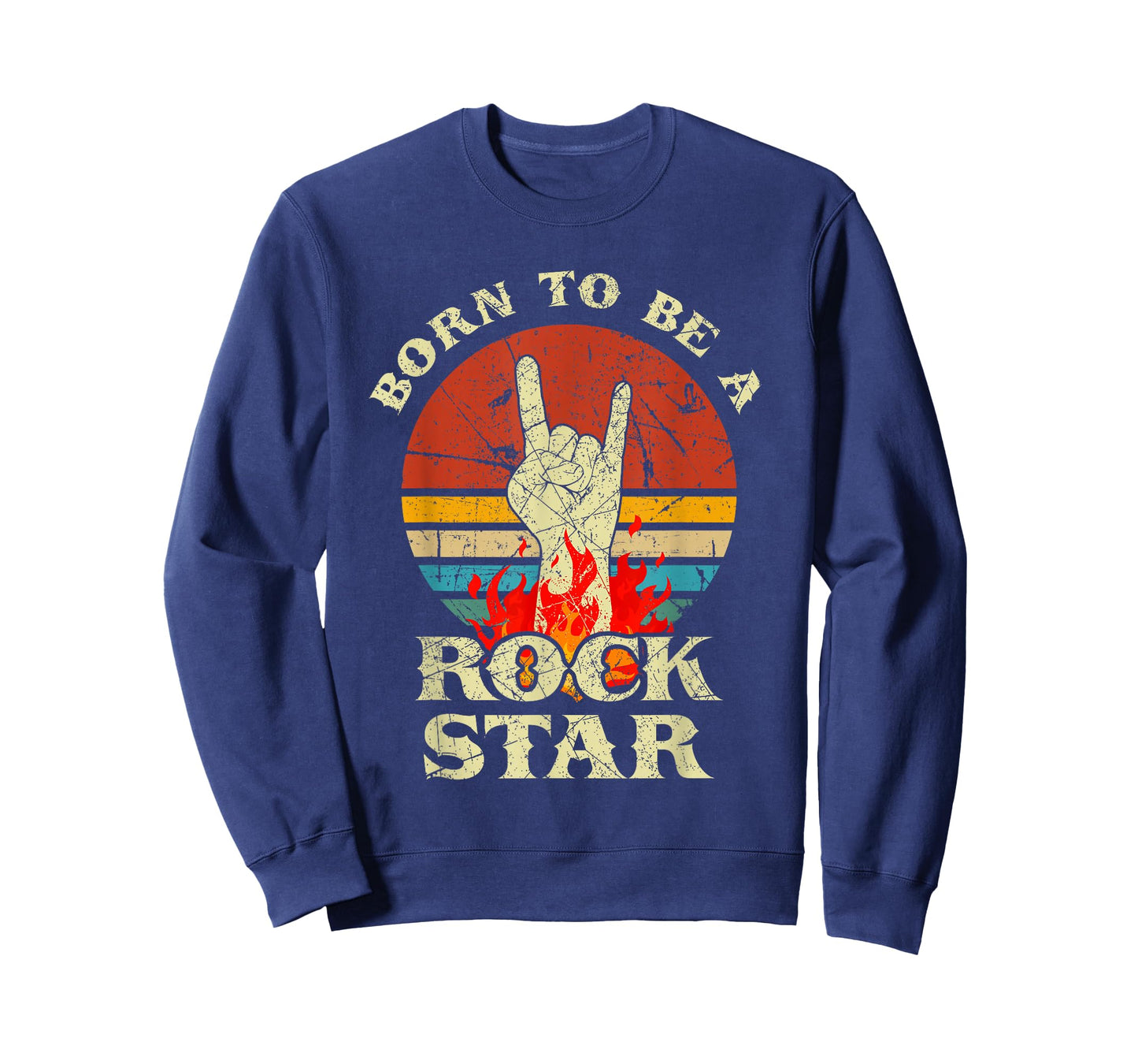 Born To Be Rock Star T-Shirt Hand Horns Vintage Retro T-Shirt