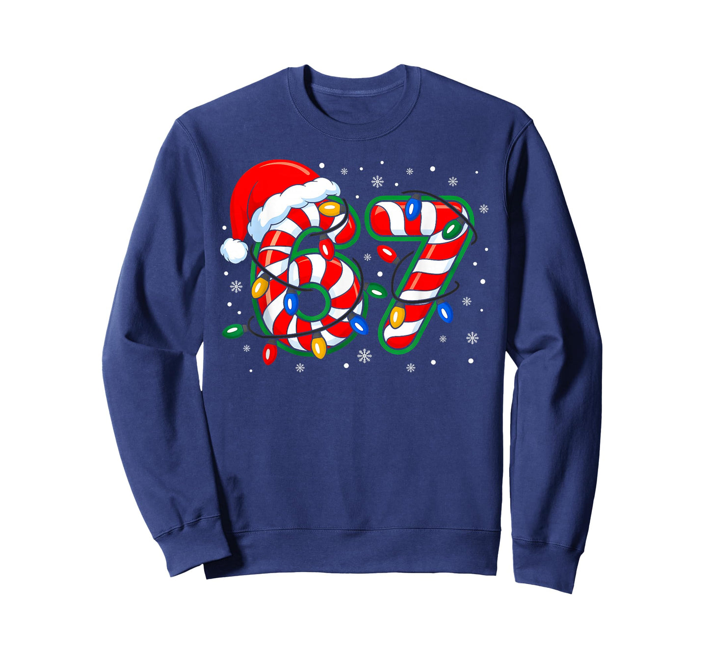 Funny Six Seven 67 Meme 6 7 Christmas Candy Cane Boys Kids T-Shirt