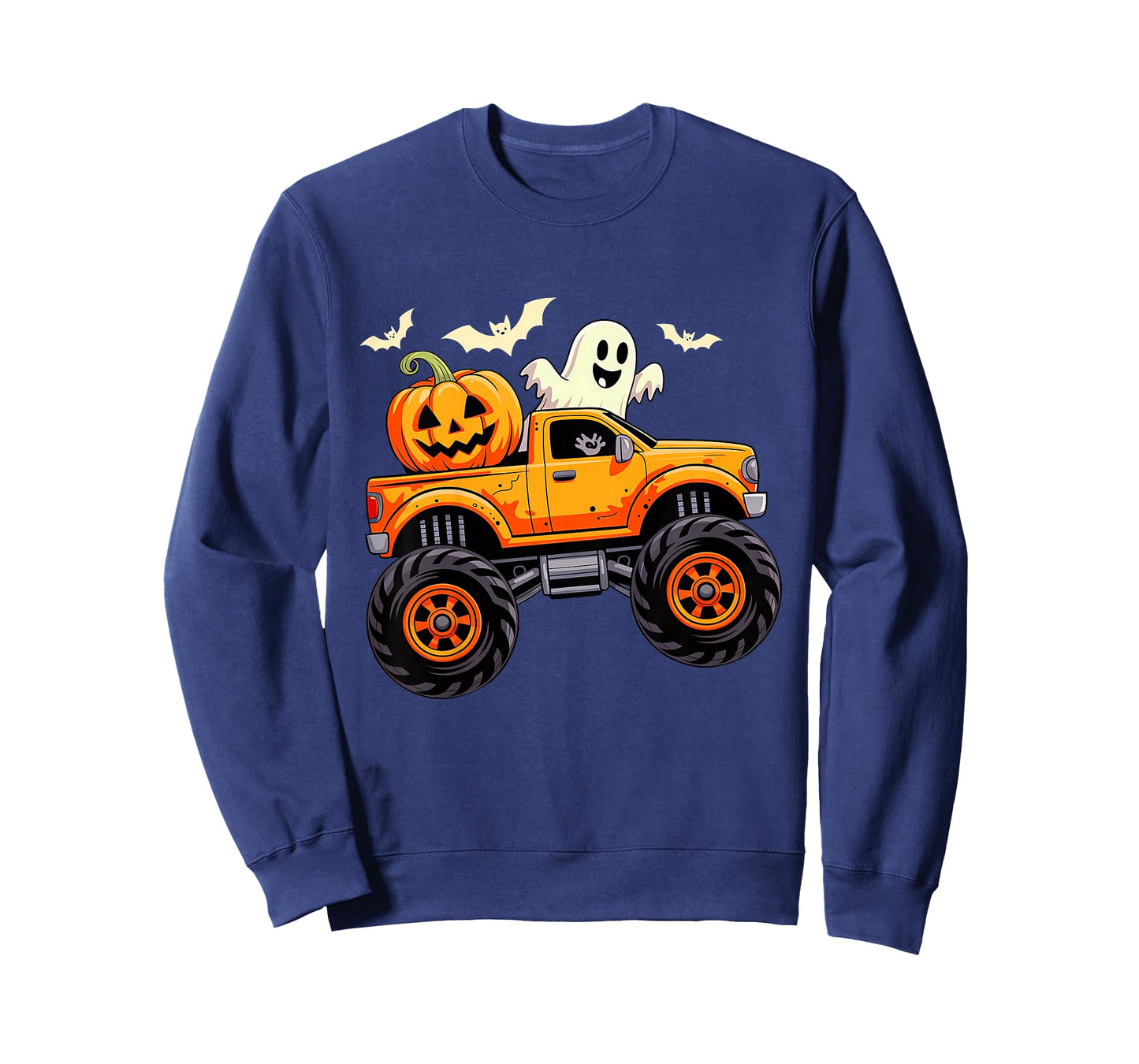 Kids Monster Truck Ghost Pumpkin Halloween Costume Toddler Boys T-Shirt