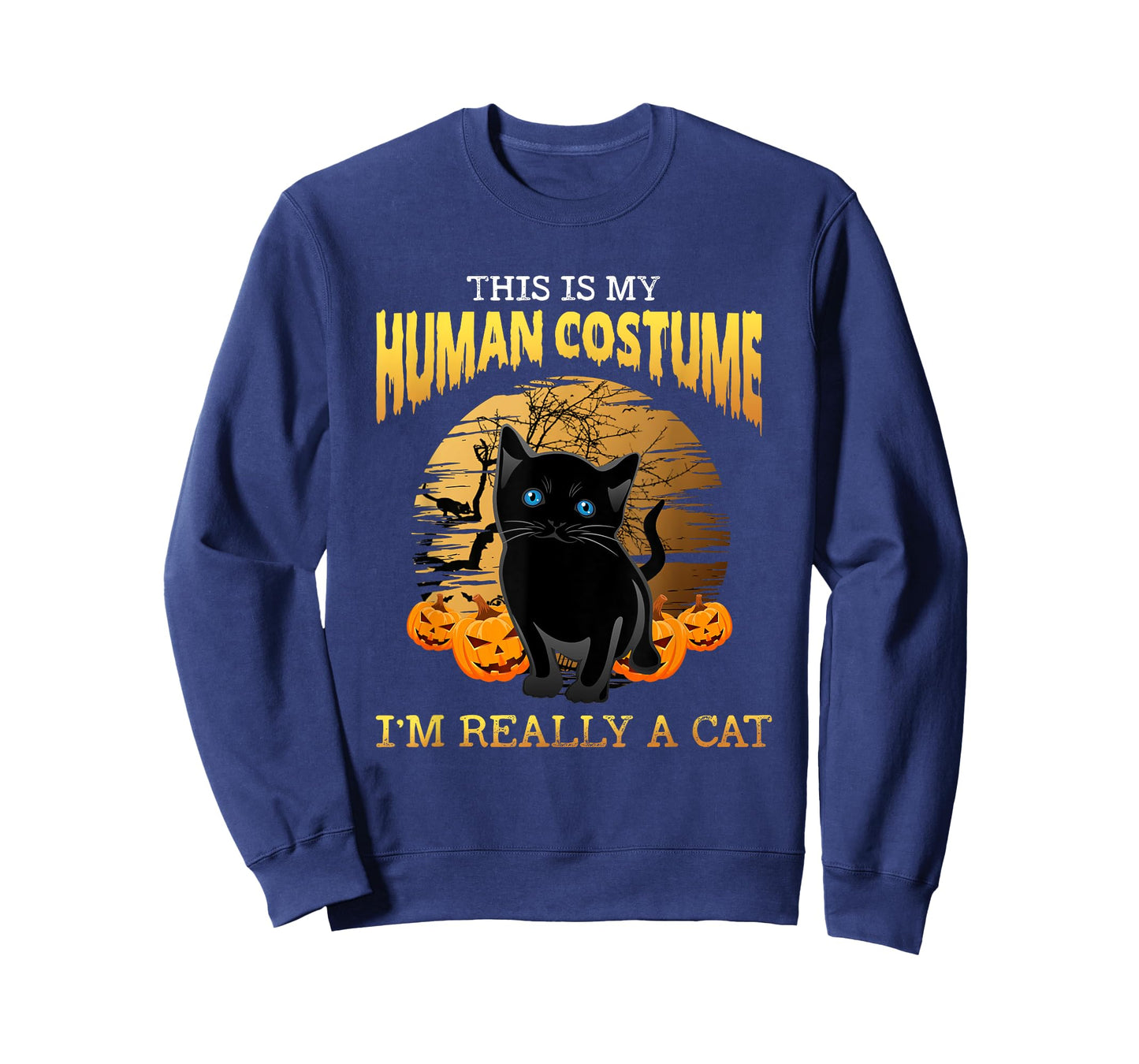 This Is My Human Costume I'm Really A Cat Black Halloween T-Shirt