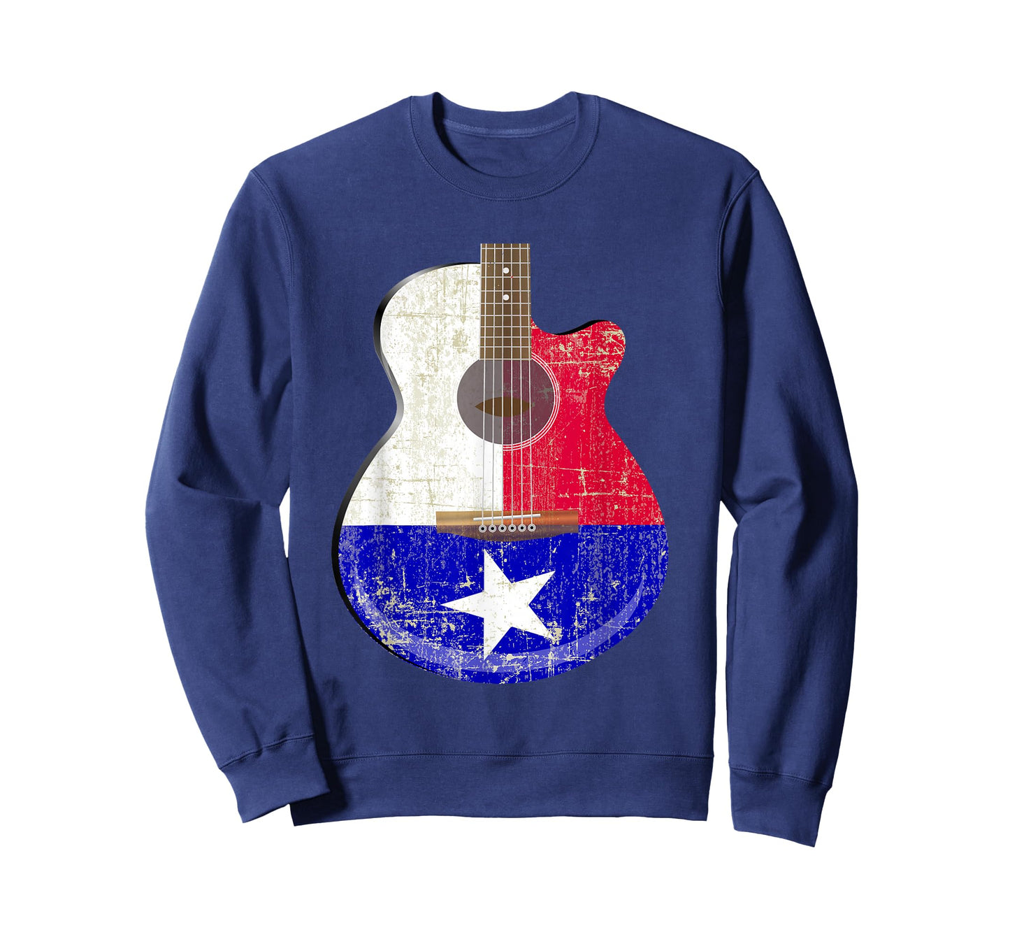 Guitar Texas Flag Distressed Acoustic Guitar Fan T Shirt T-Shirt
