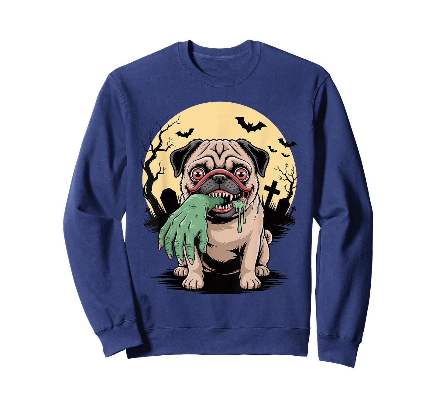 Halloween Moon Zombie Hand Pug Pugs T-Shirt
