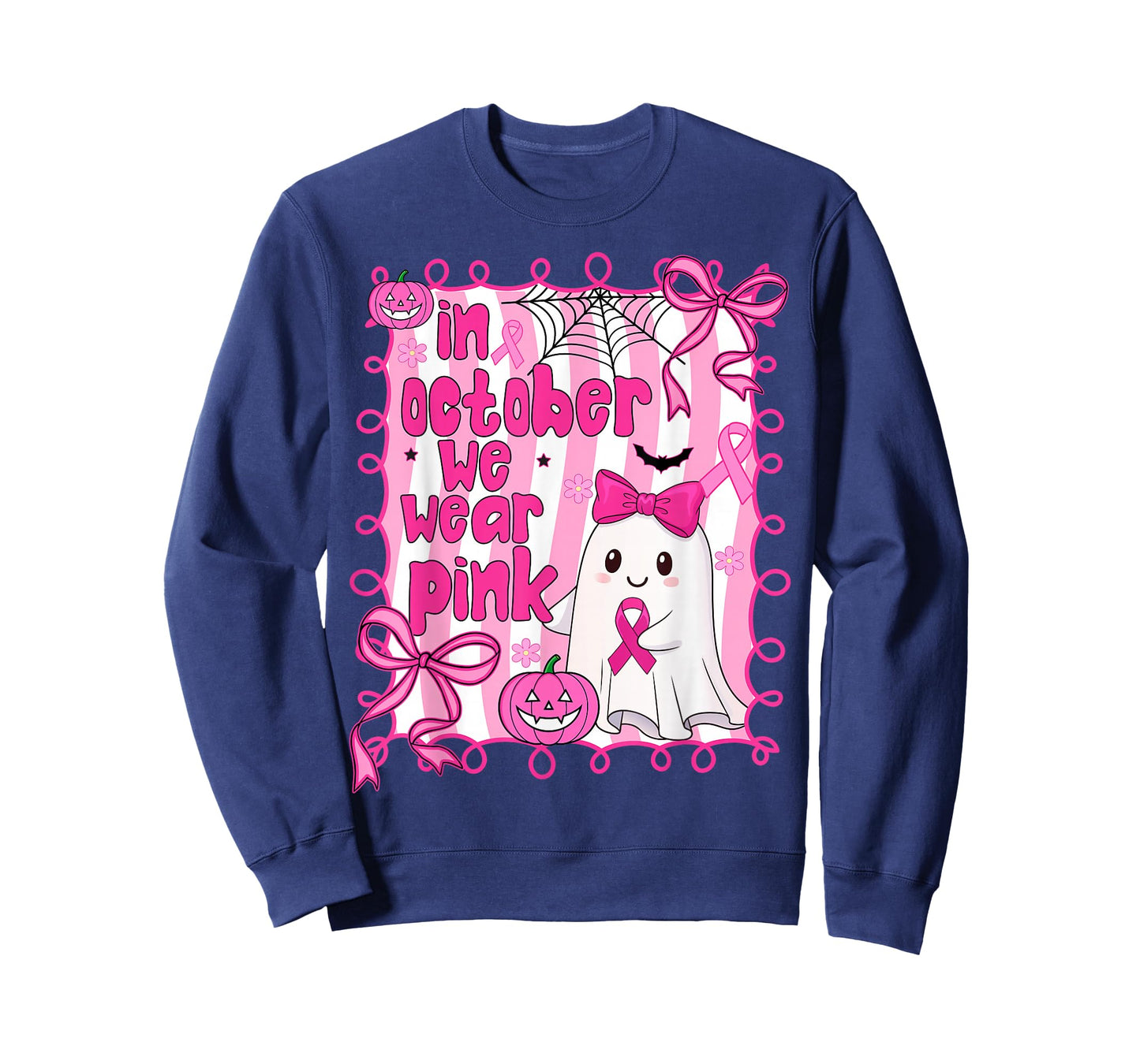 Coquette Cute Ghost In October We Wear Pink Breast Cancer T-Shirt
