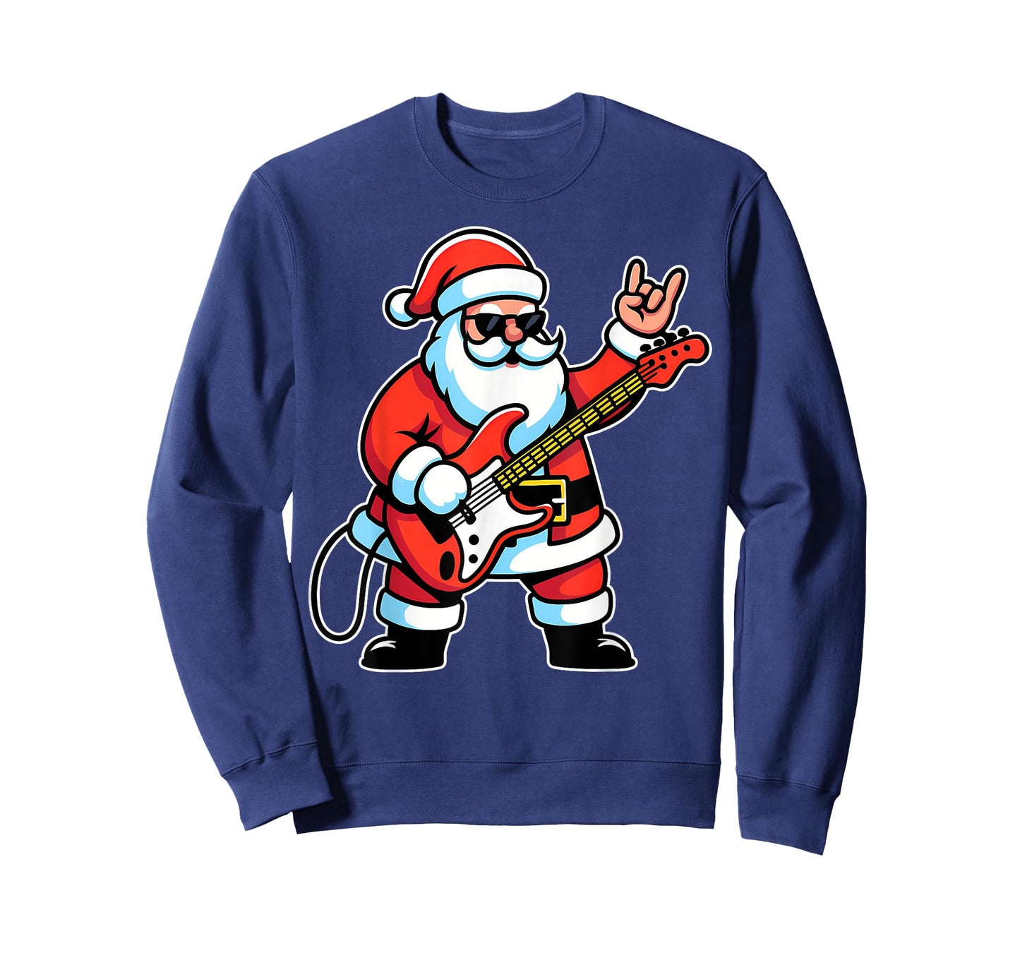Rock & Roll Christmas Santa Claus Guitar Player Men Boy Kid T-Shirt