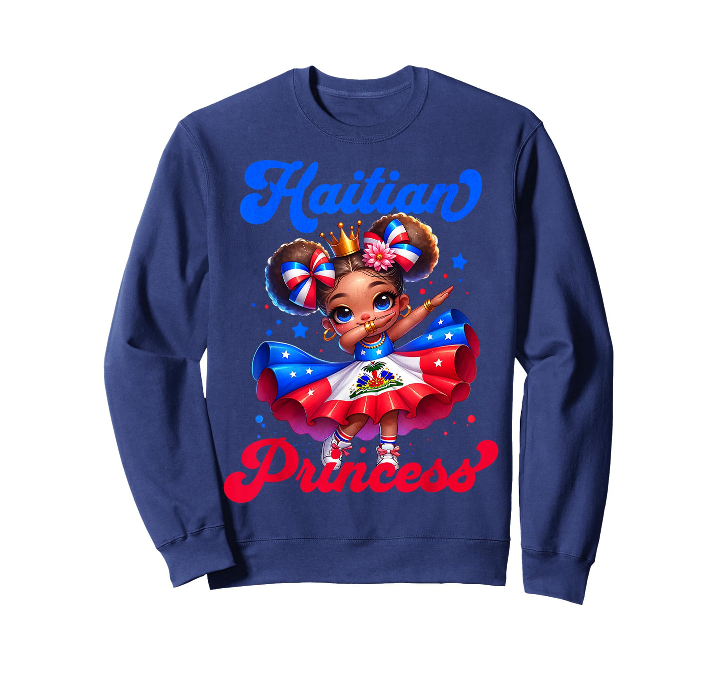 Dabbing Melanin Haitian Princess Haiti Flag Black Girls T-Shirt