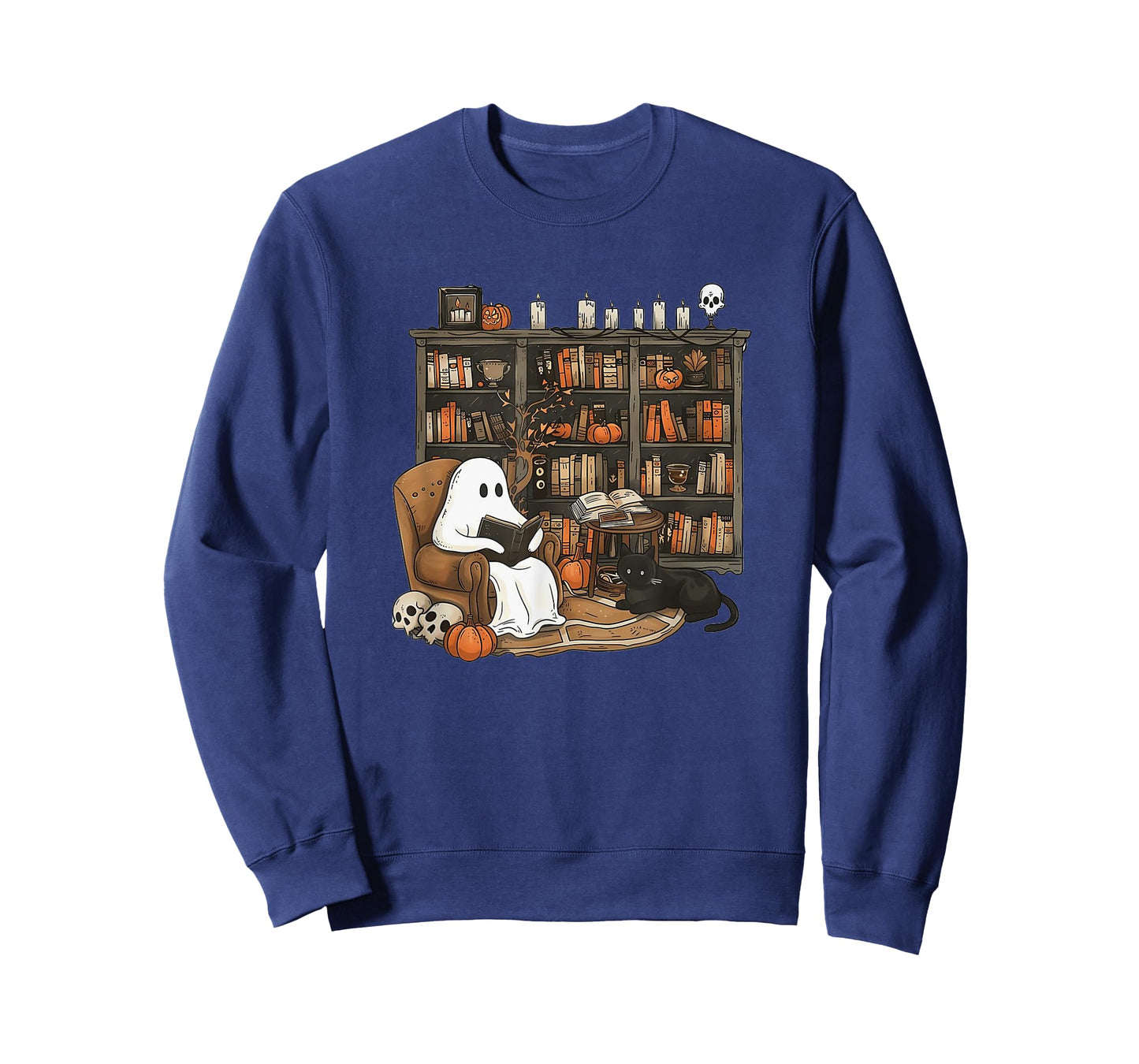 Retro Ghost Reading Books, Librarian Ghost Halloween T-Shirt