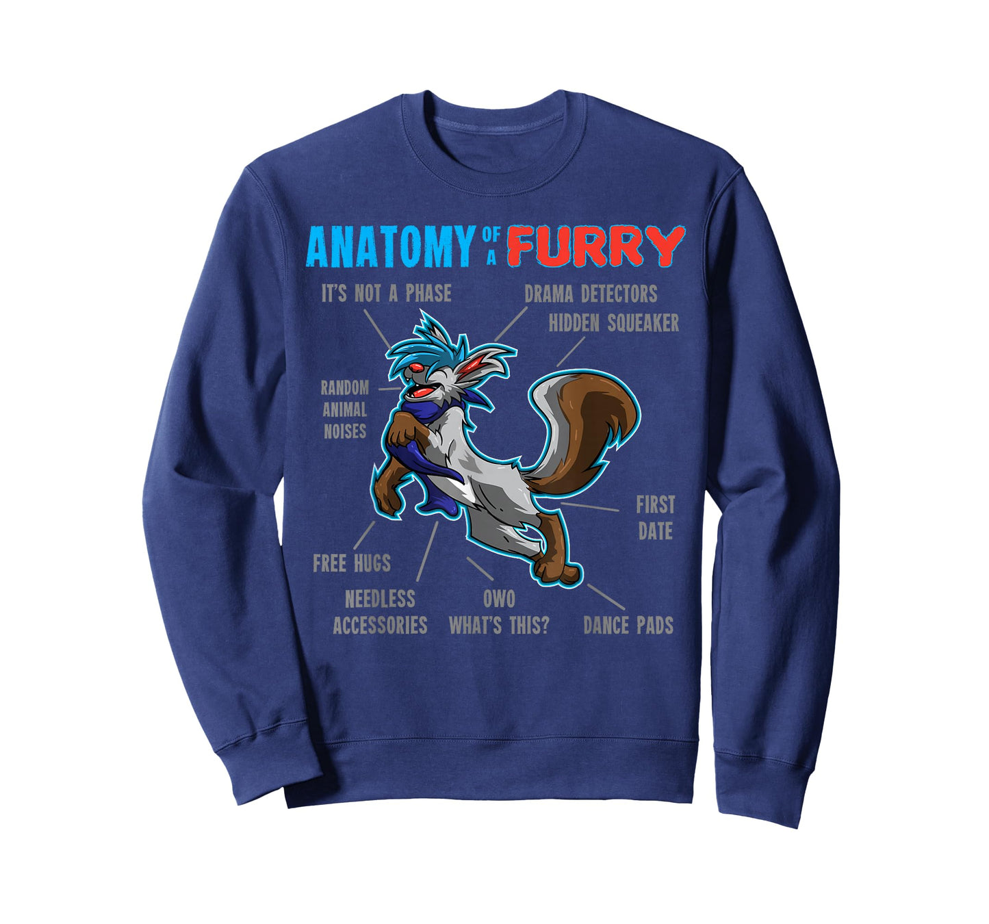 Furry shirt - Anatomy of a Furry - cartoon wolf shirt T-Shirt