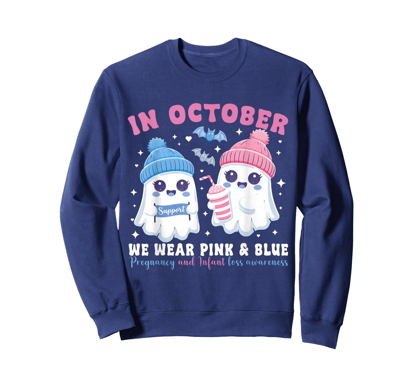 in October We Wear Pink and Blue Infant Loss Awareness T-Shirt