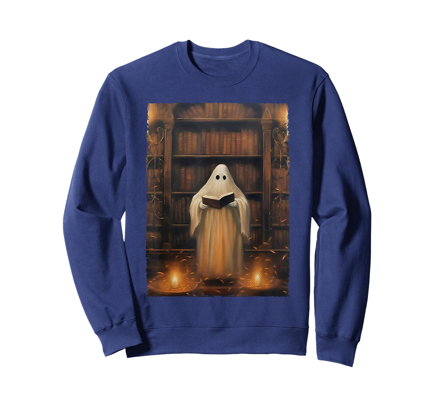 Ghost Library Halloween Book Reading Books Lover Teacher T-Shirt