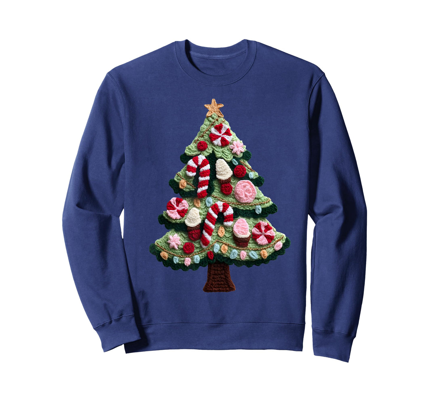 Christmas Tree Ornament Candy Cane Crochet Holiday Pajamas T-Shirt