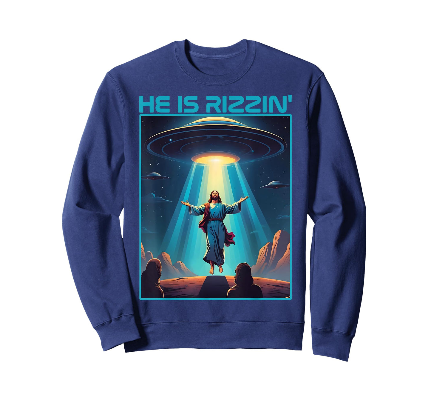 Funny jesus rizzin easter Ufo alien abduction space christ T-Shirt