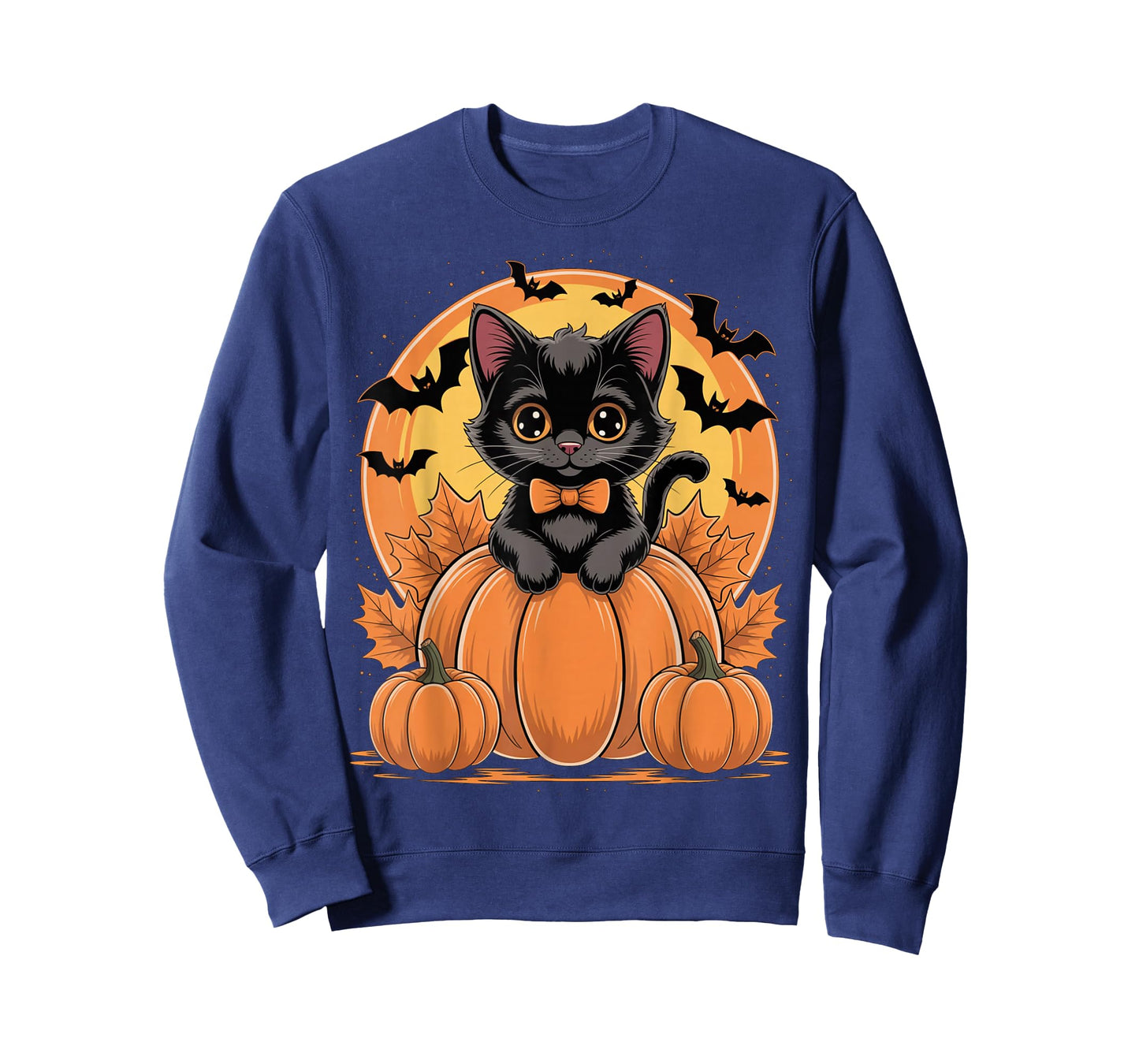 Retro Black Cat Pumpkin Halloween Costume Fall Autumn Season T-Shirt